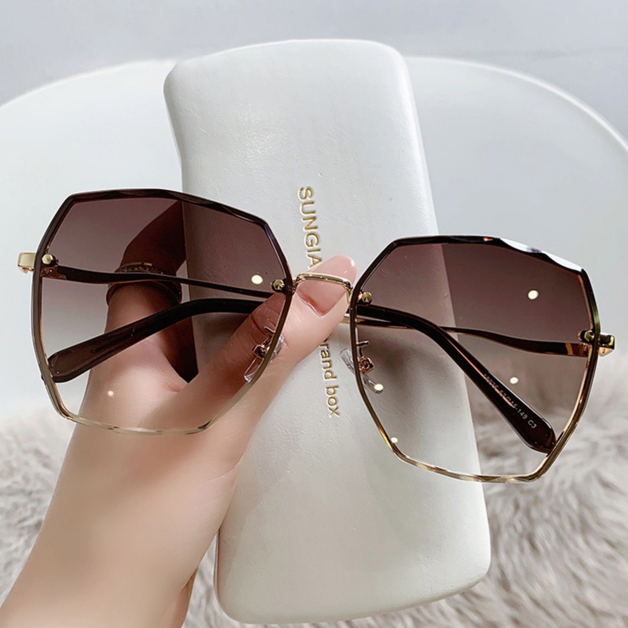 Oversized Tisoutec Damen Sonnenbrille,vintage polarisiert für damen Sonnenbrille Damen Fashion (Designer Sonnenbrille UV400 (Frauen sonnenbrille Schutz,sonnenbrille damen) Brown Polarisiert Sonnenbrillen