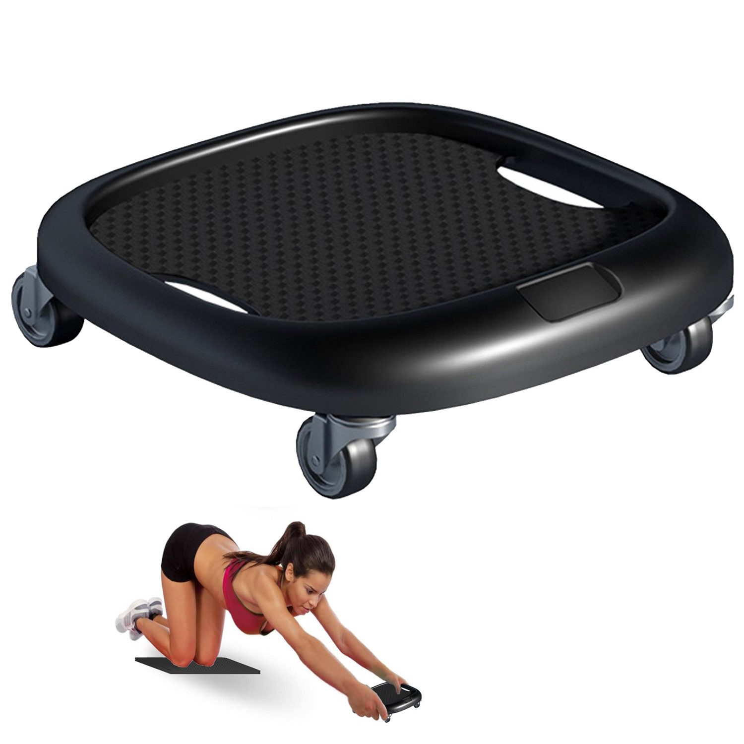 JUBOUEL Bauchtrainer Training Fitnessstudio Bauchscheibe Fitness Bauch Bauchmuskel 1 St Bauchscheibe vier Rad universal stumm gleiten Platte