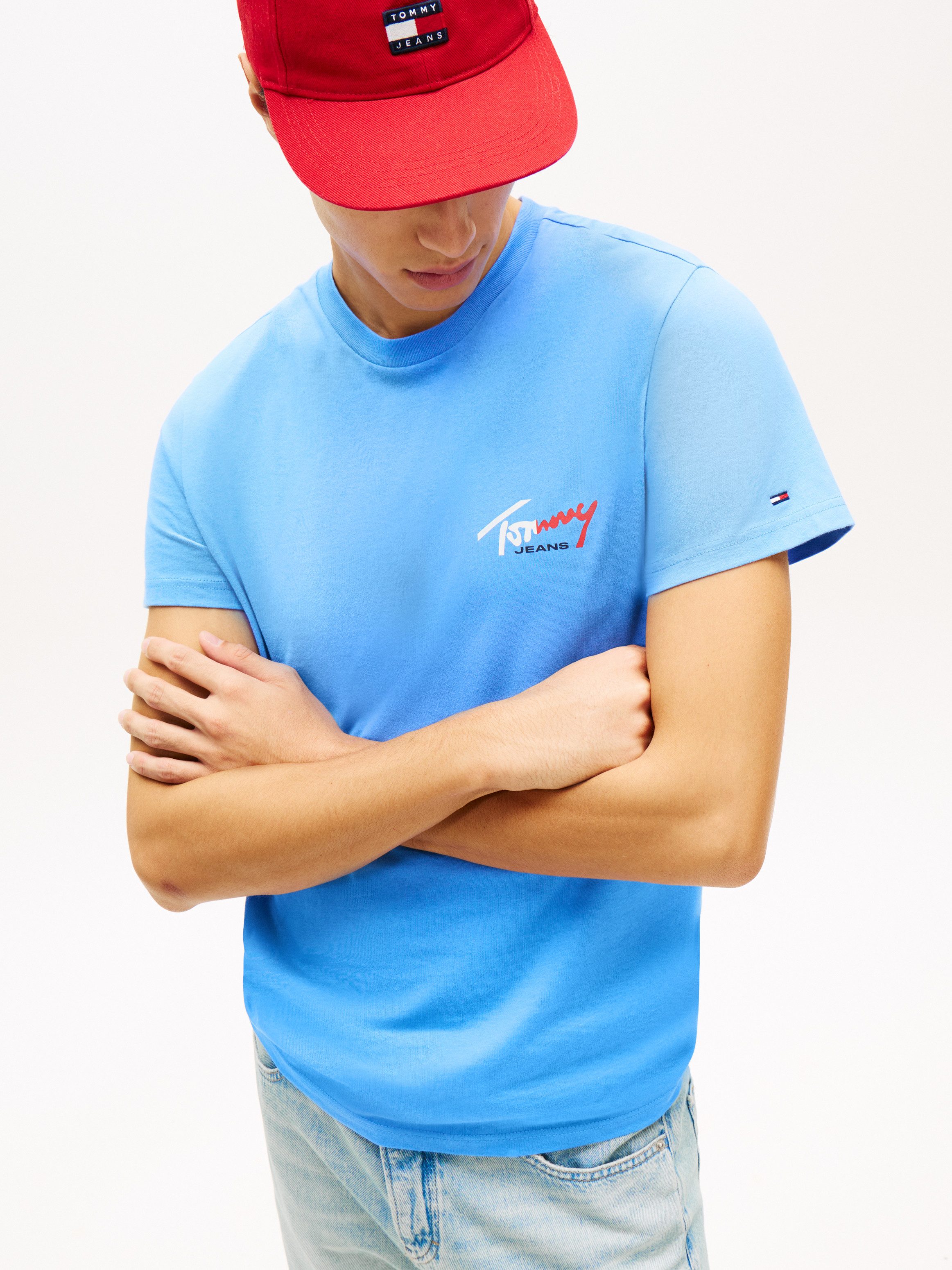 Tommy Jeans T-Shirt TJM SLIM FIT SIGN CHEST mit Markenprint günstig online kaufen