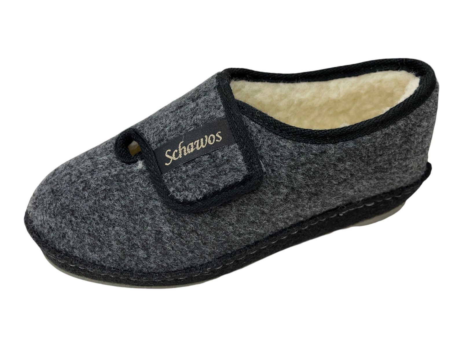 SCHAWOS Schawos Damen Hausschuh 2064-24 schwarz/dk grau Hausschuh