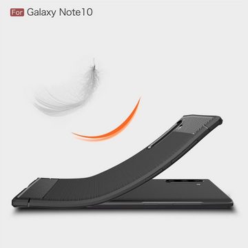 CoverKingz Handyhülle Hülle für Samsung Galaxy Note10 Handyhülle Schutzhülle Case Cover, Carbon Look Brushed Design
