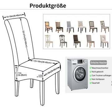 Sitzflächenhusse Stretch Stuhlbezug Stuhlüberzug,Polyester Stuhlhuss,1/2/4/6 er, BTTO, 8 Farben Stuhlhussen