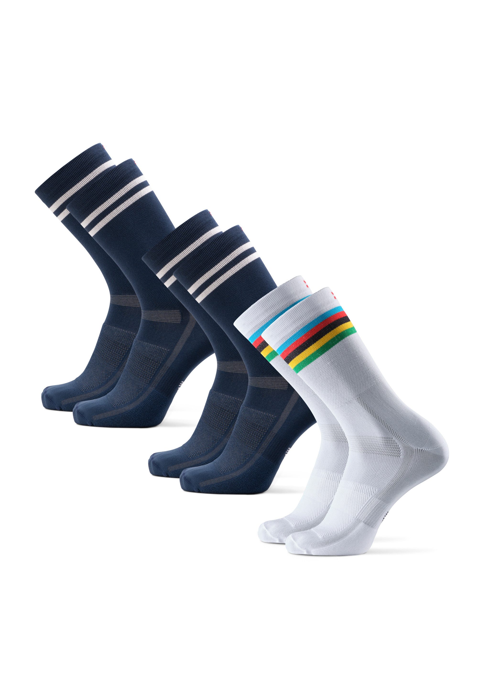 DANISH ENDURANCE Basicsocken long cycling (3-Paar) Radsportsocken für Herren & Damen, atmungsaktiv & gepolstert