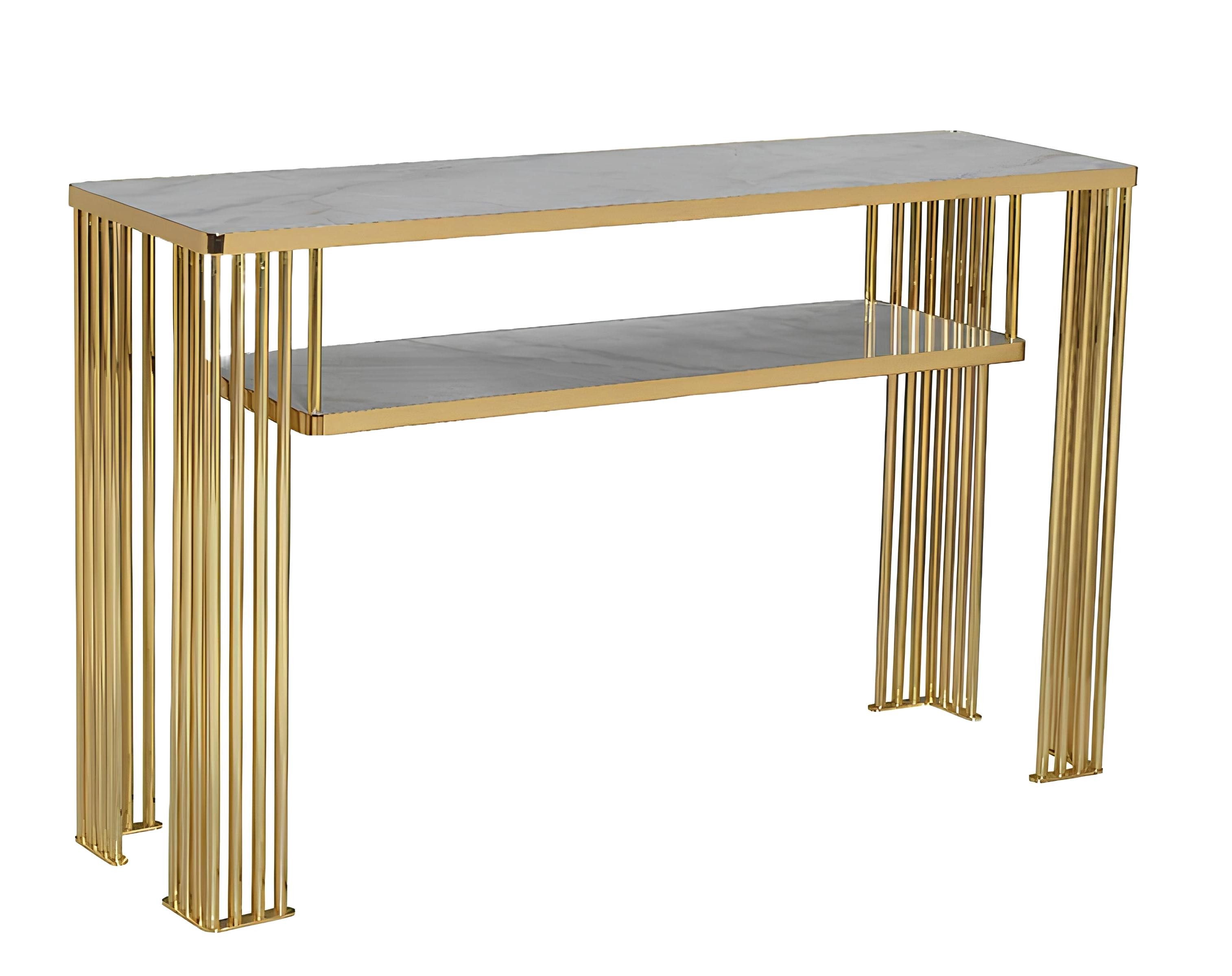 Xlmoebel Schminktisch Eleganter Schminktisch in Goldoptik mit großzügiger Ablagefläche (1-St., Schminktisch), Hergestellt in Europa