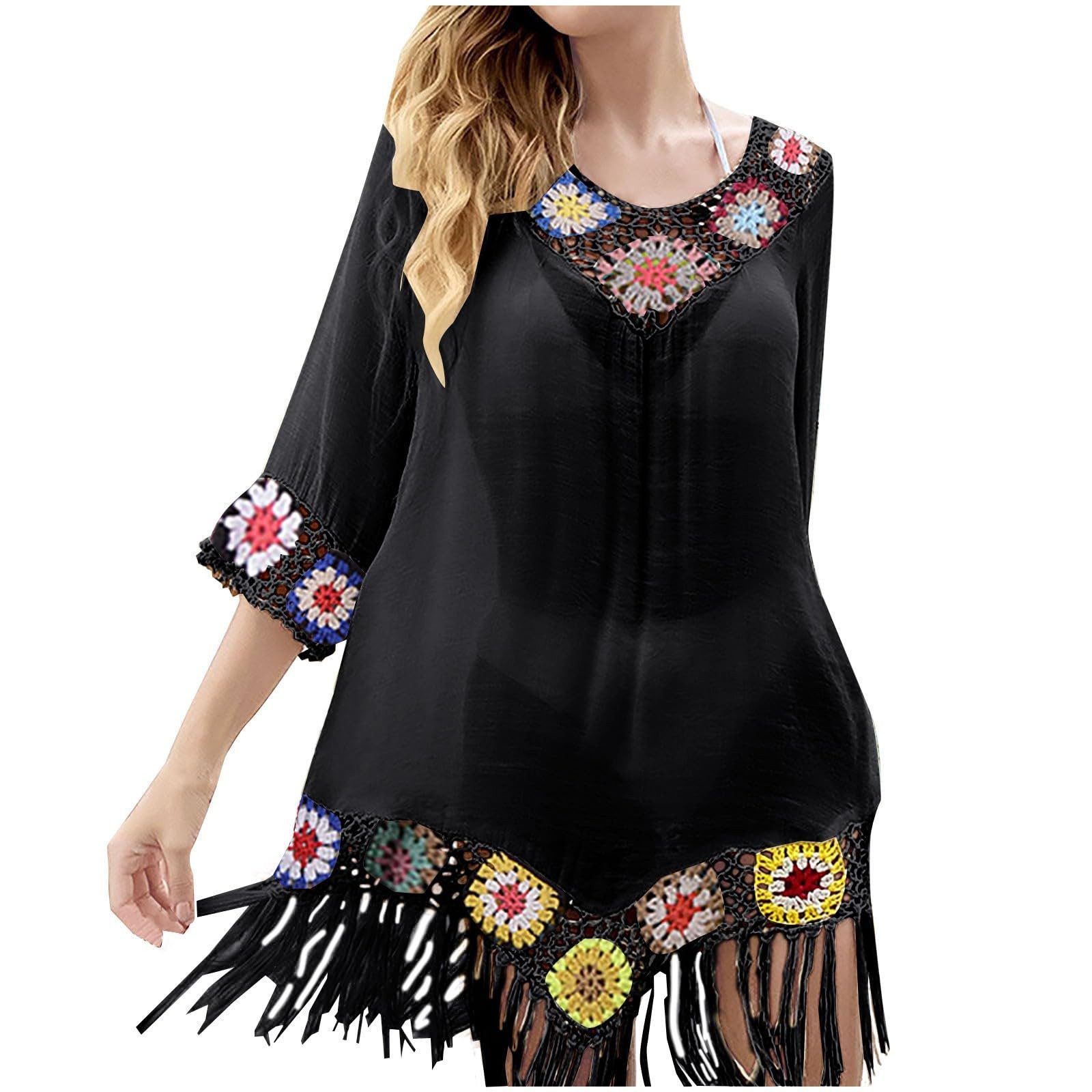RWEUOQ Strandkleid Damen Fransen Bikini Cover günstig online kaufen