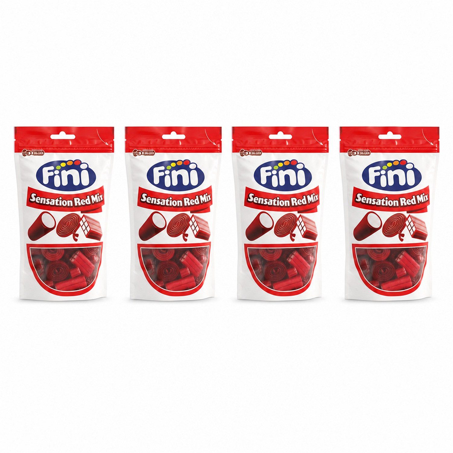 Fini Süßigkeit, 4 x 165 g, Sensation Red Mix – Fruchtgummi & Lakritz-Mix