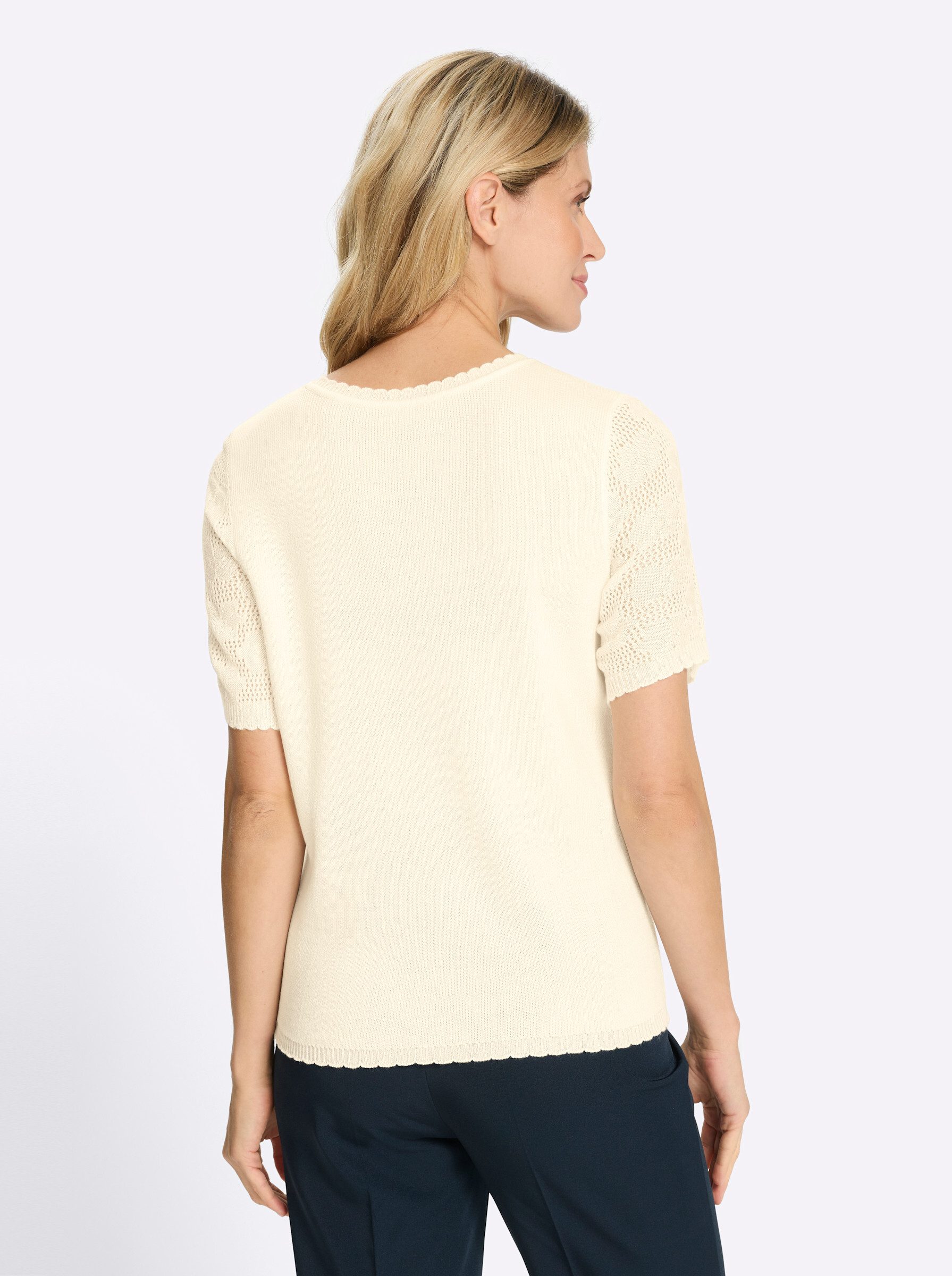 Sieh an! Strickpullover Ajour-Pullover Kurzarm Ajour, Jacquard