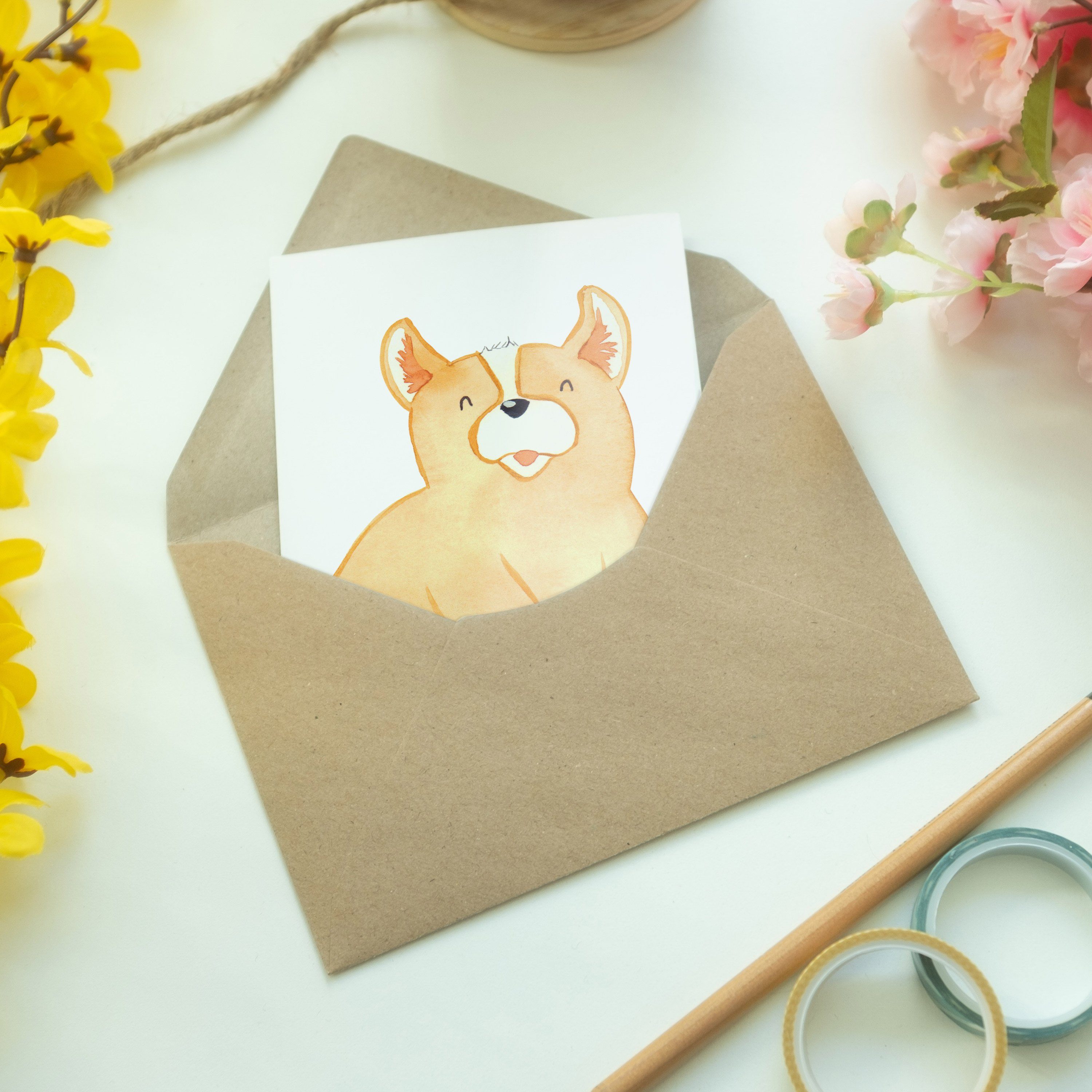 Mr. & Mrs. Panda - - Corgie Hundemama, Geschenk, Einladungskarte, Weiß Hundebesitzer Grußkarte