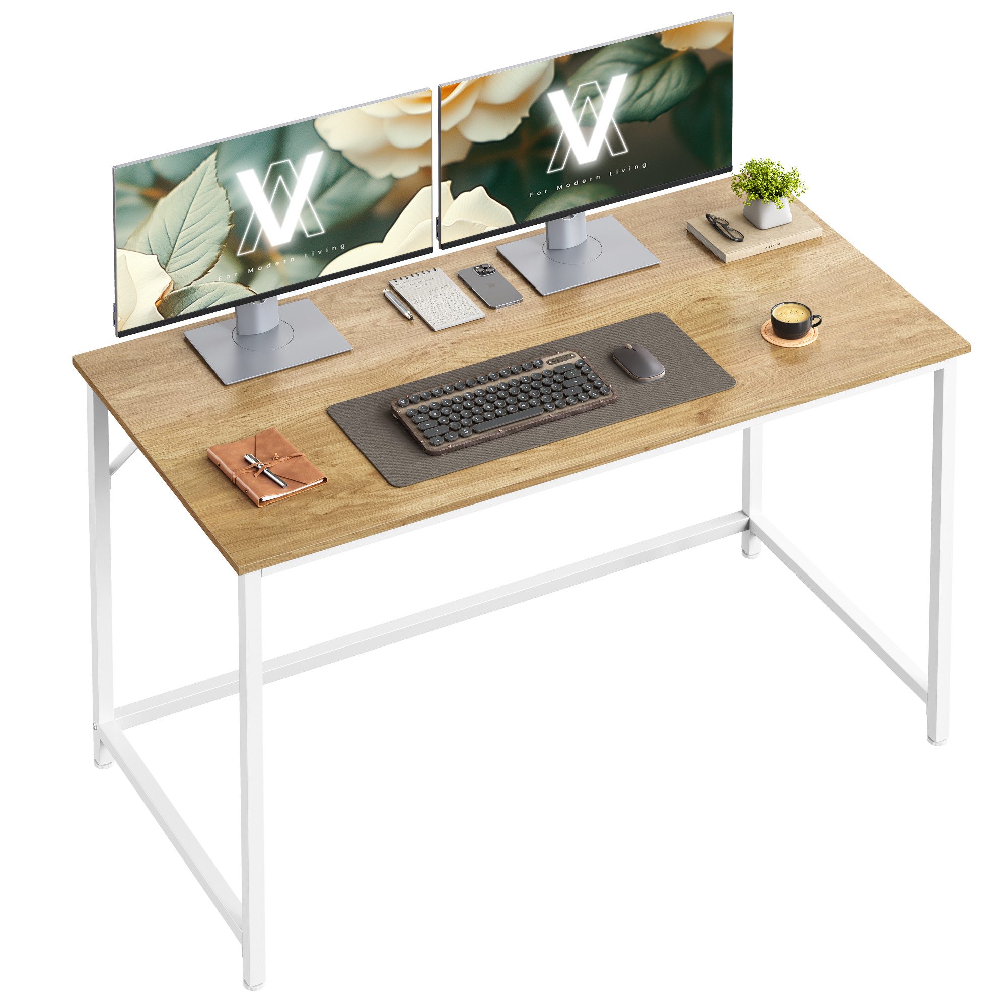VASAGLE Schreibtisch Computertisch, Bürotisch, 80/100/120/135/160 cm, moderner Stil