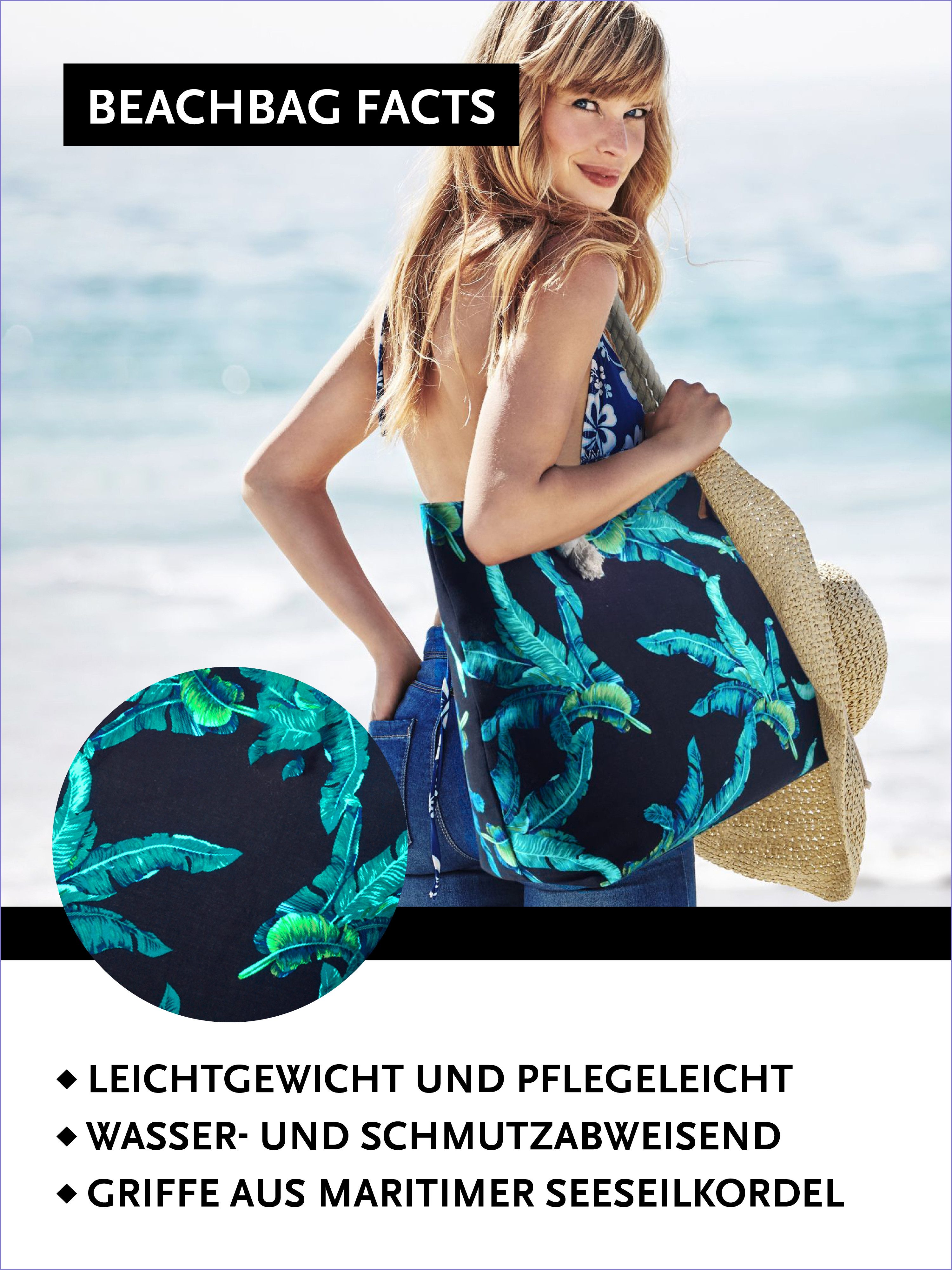DonDon Strandtasche Shopper Schultertasche Beach Style (2-tlg), Große Strandtasche, mit Reißverschluss, tolle Motive – Bild 4 von 5