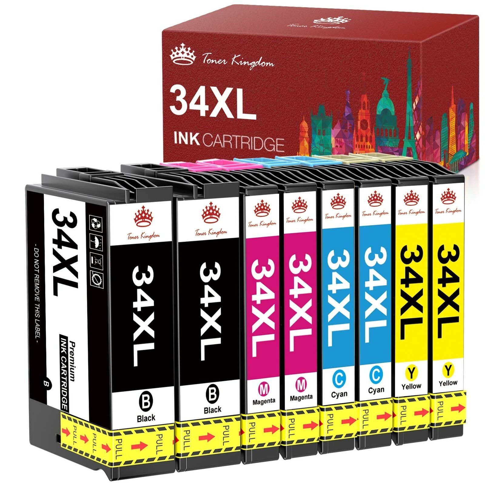 Toner Kingdom für EPSON 34 XL 34XL Multipack WF-3720 3725 Tintenpatrone Schwarz, Cyan, Magenta, Gelb-2 Schwarz, 2 Cyan, 2 Magenta, 2 Gelb