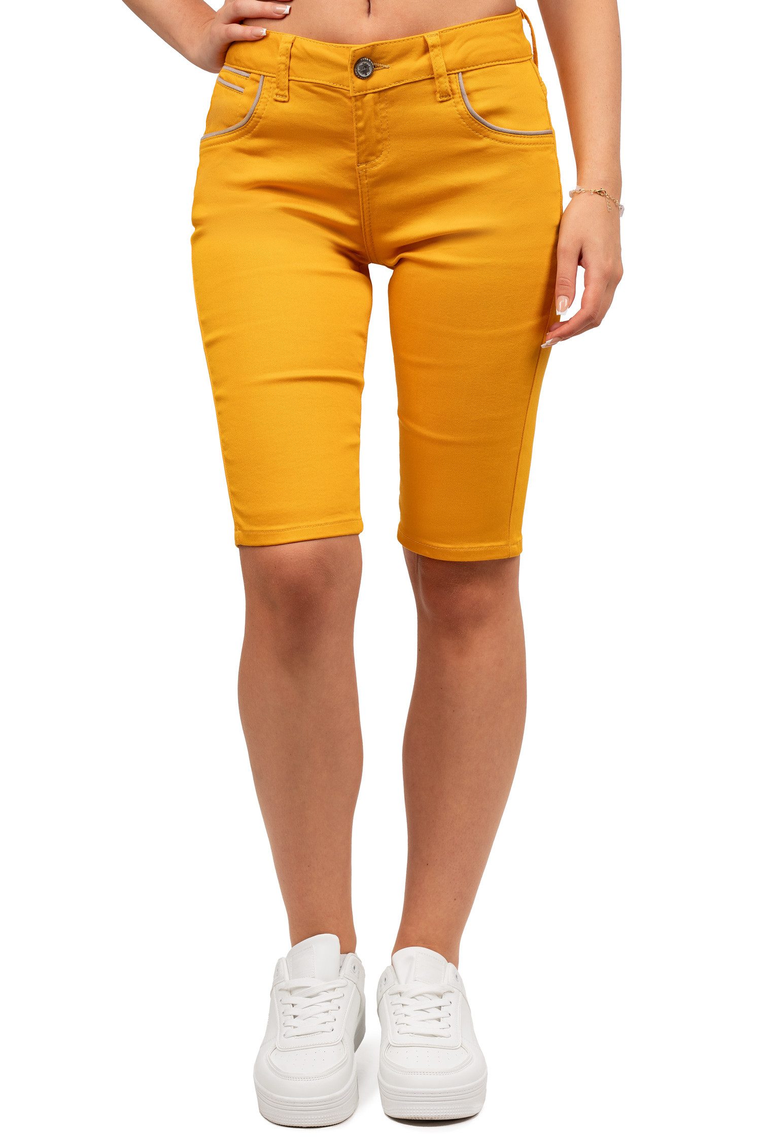 Cipo & Baxx Shorts Damen Regular Fit Shorts Mid Waist BA-WK196 mit Knopf- und Reißverschluss für zeitlosen Stil