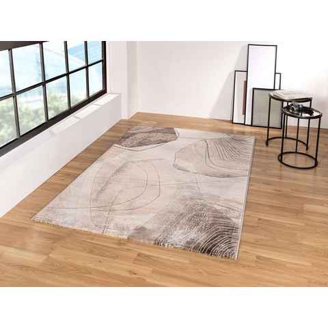 Teppich Kurzflorteppich Argo 63763 kreise, TaraCarpet, rechteckig, Höhe: 14 mm, moderner Vintage Kreise b Wohnzimmer Esszimmer Schlafzimmer 120x170 cm