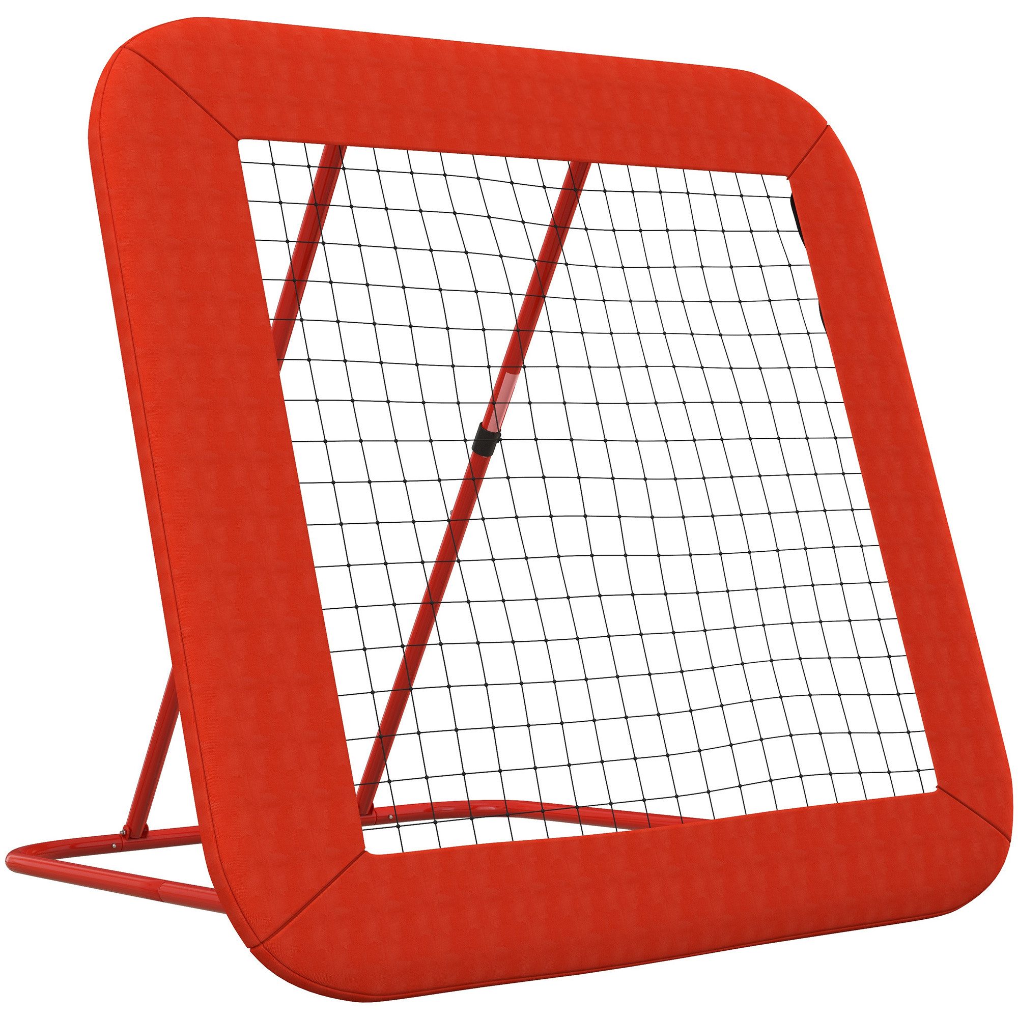 MC Star Rebounder für Fußball klappbar 5-stufig höhenverstellbar mit Schutzrand Heringe, (Rückprallwand Netz für Handball Volleyball Basketball Rot)