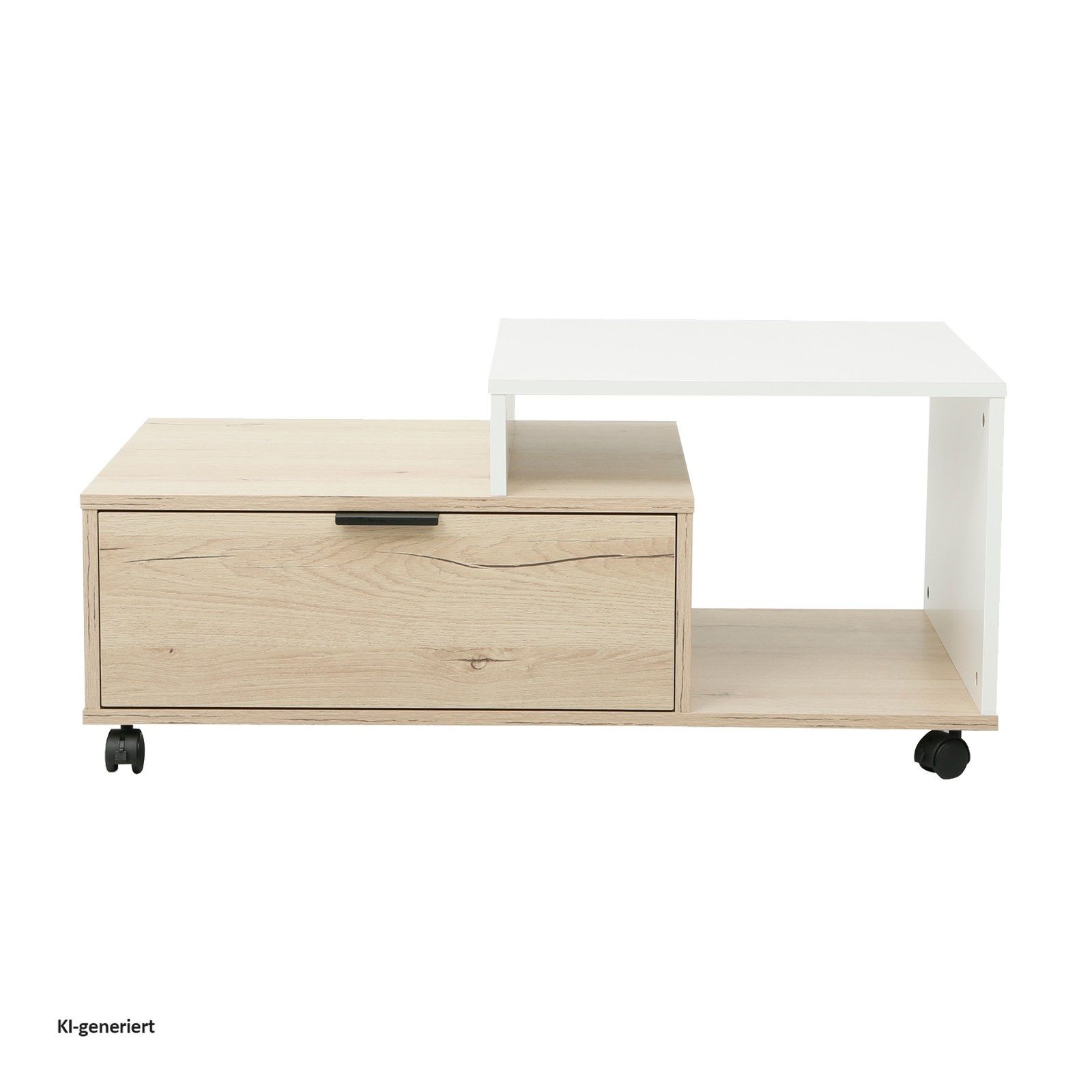 HTI-Living Couchtisch Cedrik auf Rollen mit Schublade Artisaneiche-Weiß (Stück, 1-St., 1 Couchtisch auf Rollen) – Bild 2 von 4