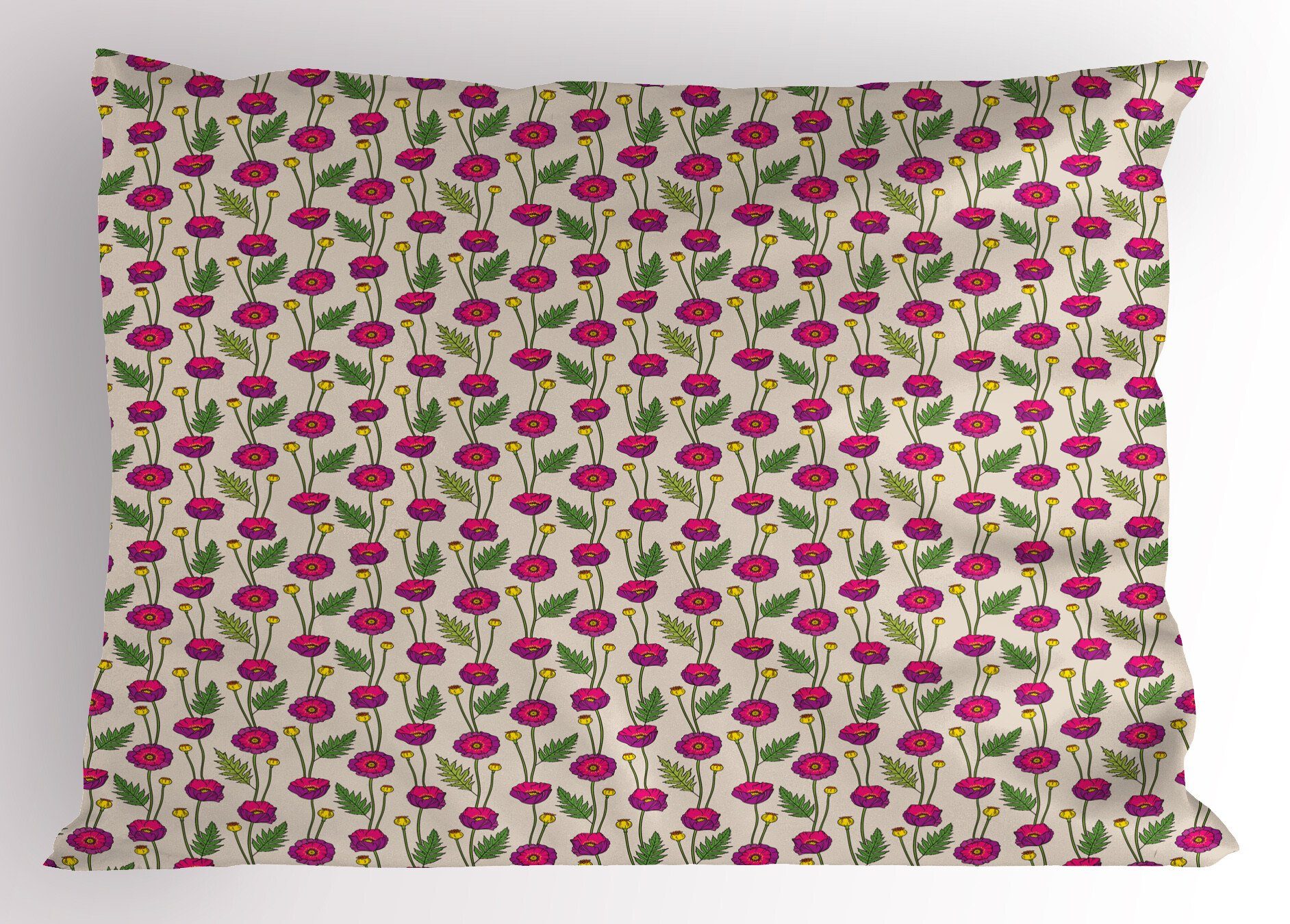 Rosa Poppy Kissenbezug, Gedruckter Size Standard Abakuhaus King Blumen Stück), Petals Dekorativer (1 Vivid Knospen Kissenbezüge