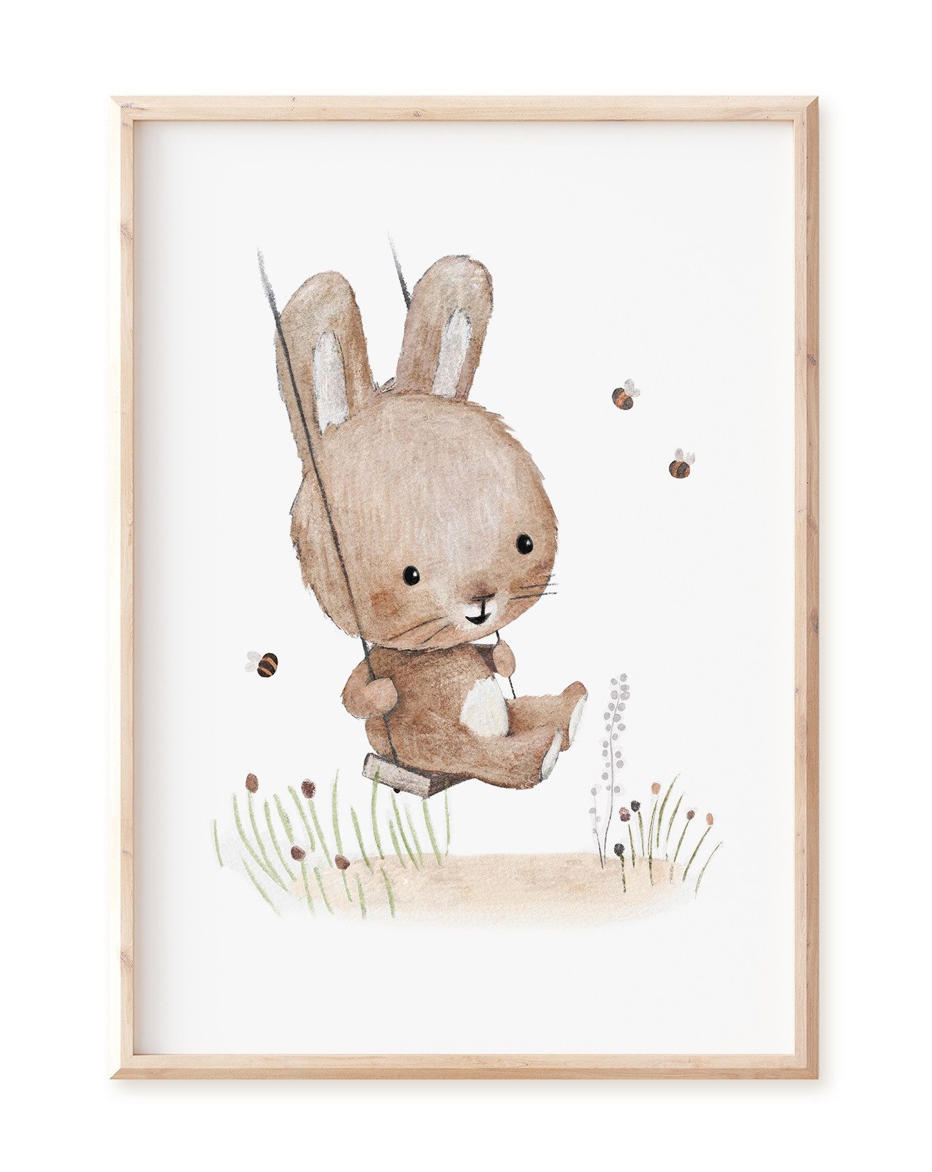 Pipapier Poster Kinderposter "Hase schaukelt", Kinderzimmer Poster, erhältlich in DIN A4 oder A3