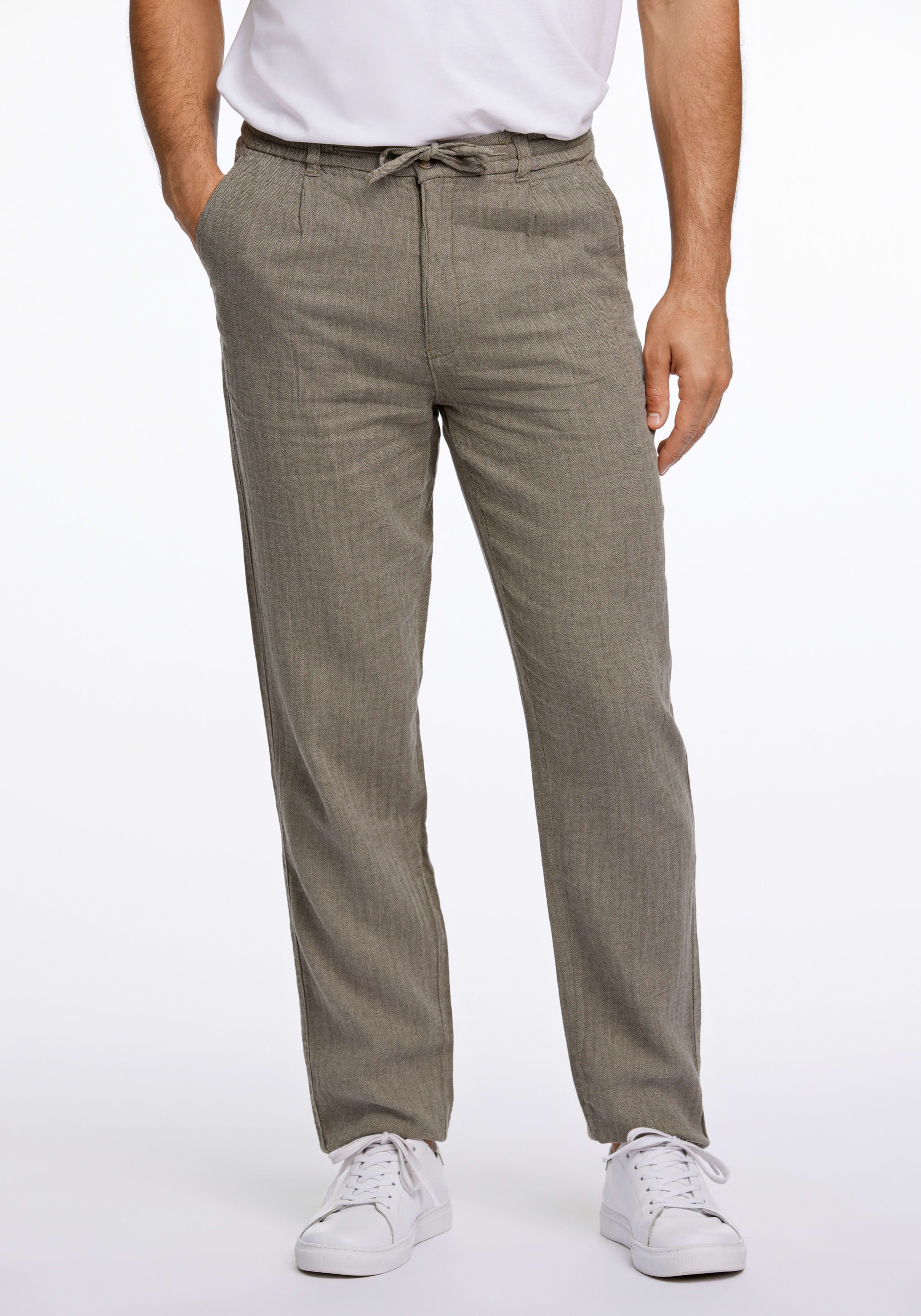 LINDBERGH Leinenhose mit Kordelzug und elastischem Bund
