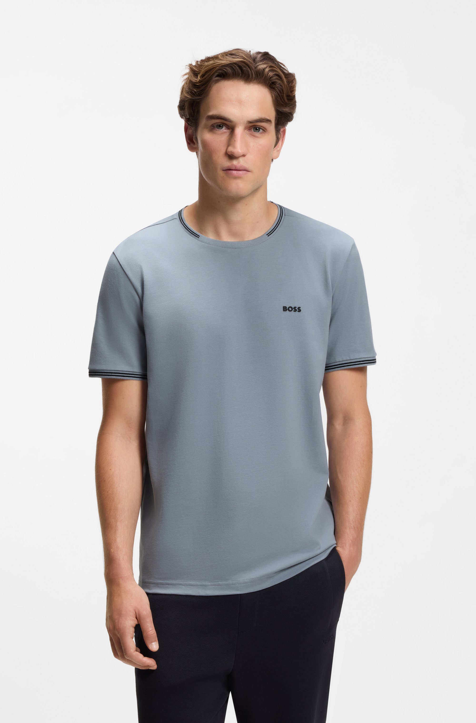 BOSS GREEN T-Shirt Taul Stretch-Baumwoll-Pique aus softem Stretch-Baumwoll-Piqué, Regular Fit, Kühlend
