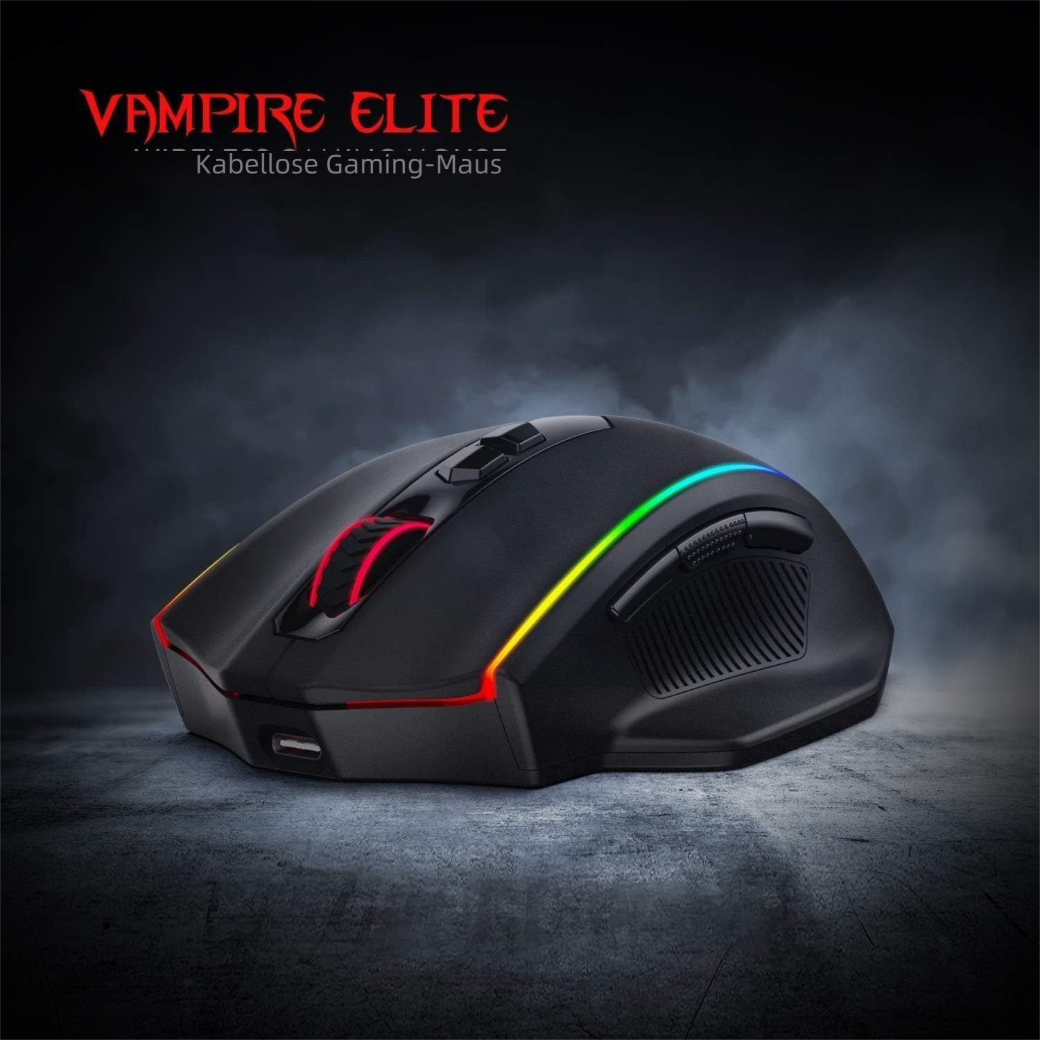 Redragon kabellose, 8 programmierbare Tasten Gaming-Maus (kabelgebunden, RF Wireless, 1 dpi, bis 16.000 DPI, RGB-Beleuchtung)