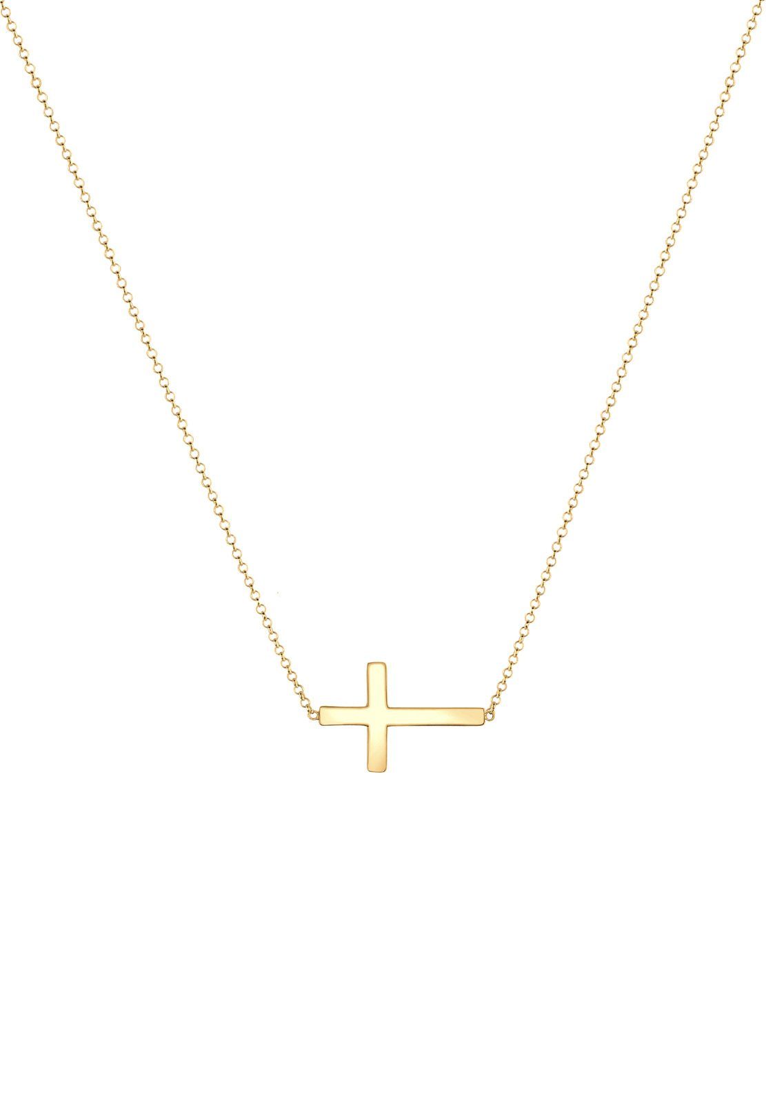 Elli Kette mit Anhänger Sterling Gold Faith Kreuz 925 Kommunion Silber