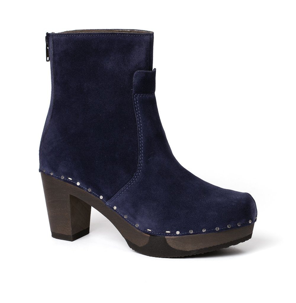 Softclox FRANKA Kaschmir midnight (dunkel), Winter, Holz, Clogs, Damen, bequem Stiefelette