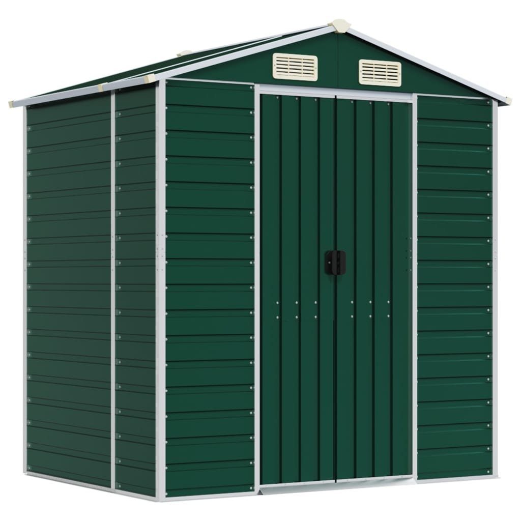 vidaXL Garten-Geräteschrank 191 x 130 x 198 cm Gerätehaus Grün 191x130x198 cm Verzinkter Stahl