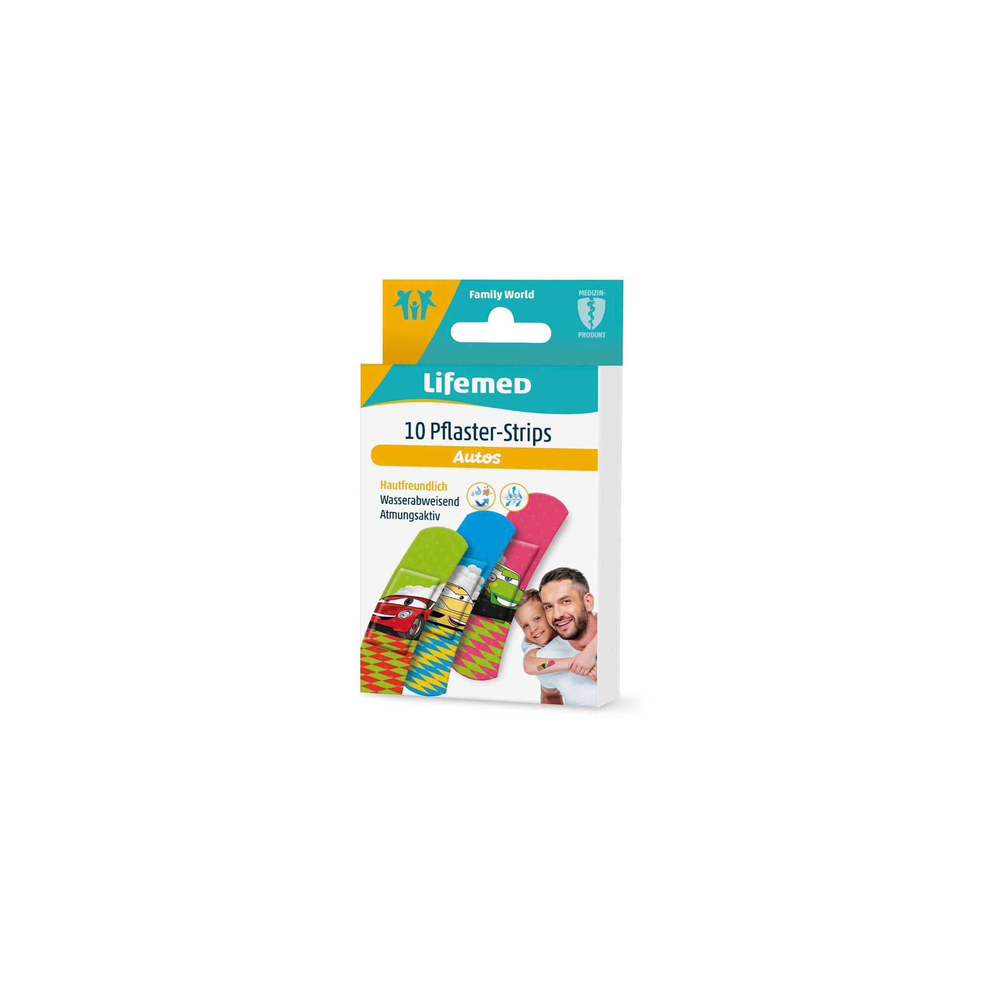 LifeMed Wundpflaster Pflaster-Strips Lifemed 10 Stück 6 cm x 1,7 cm farbig Autos