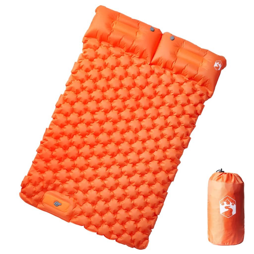 Isomatte Doppel-Isomatte mit Kissen Selbstaufblasend Orange