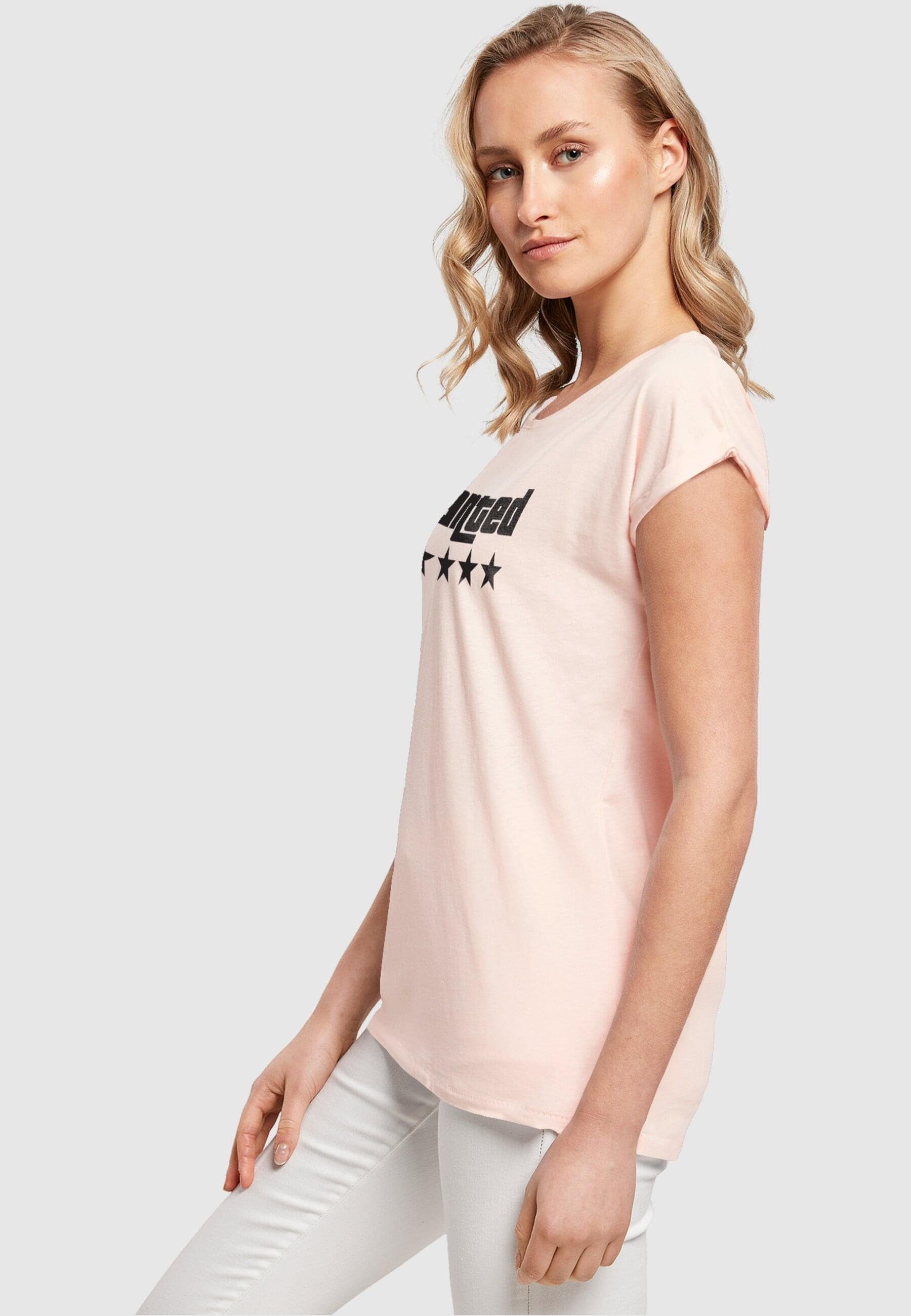 Merchcode T-Shirt Damen (1-tlg) Wanted pink Laides Tee Shoulder Extended