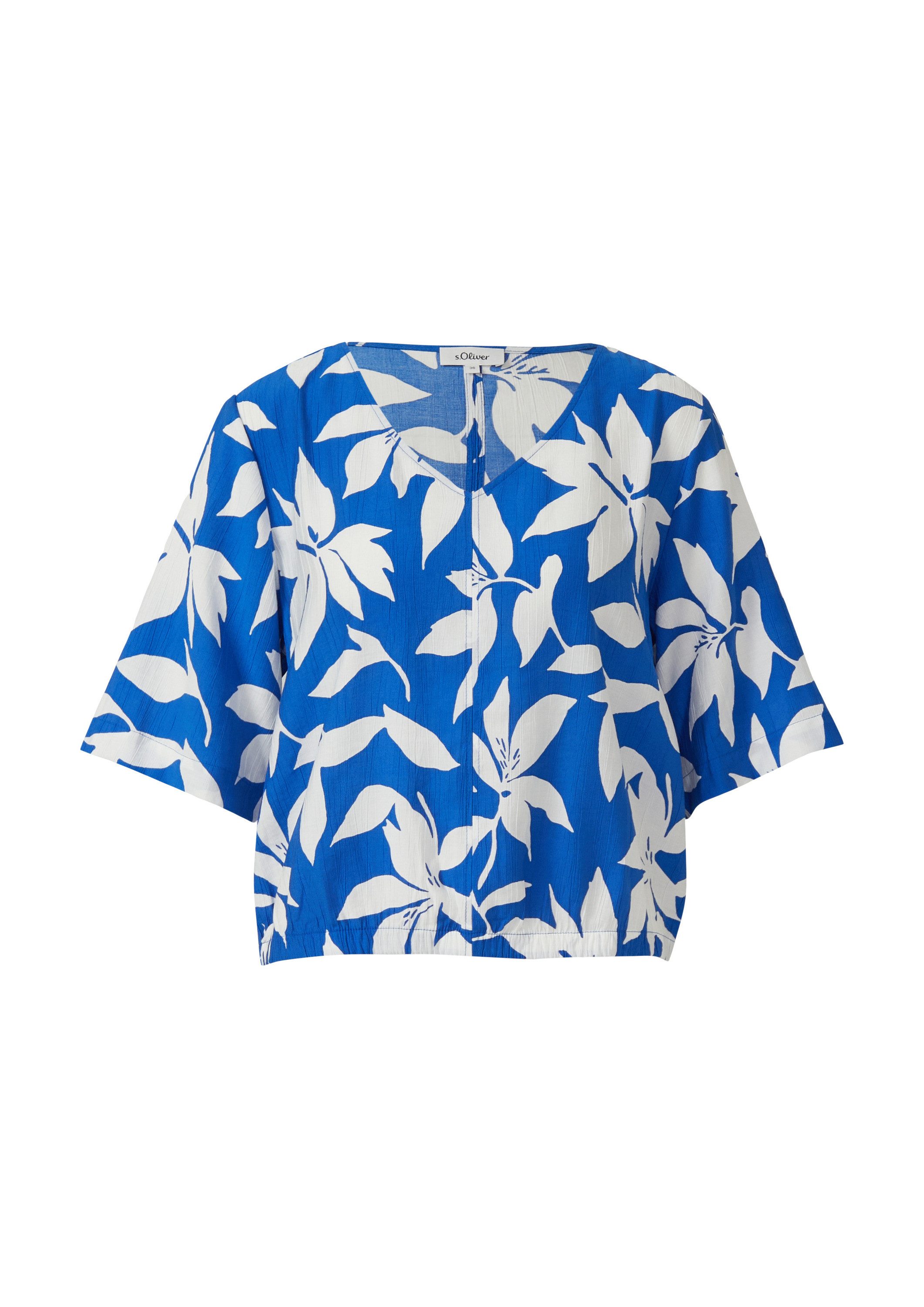 s.Oliver Kurzarmbluse Bluse Strukturierte Bluse im O-Shape