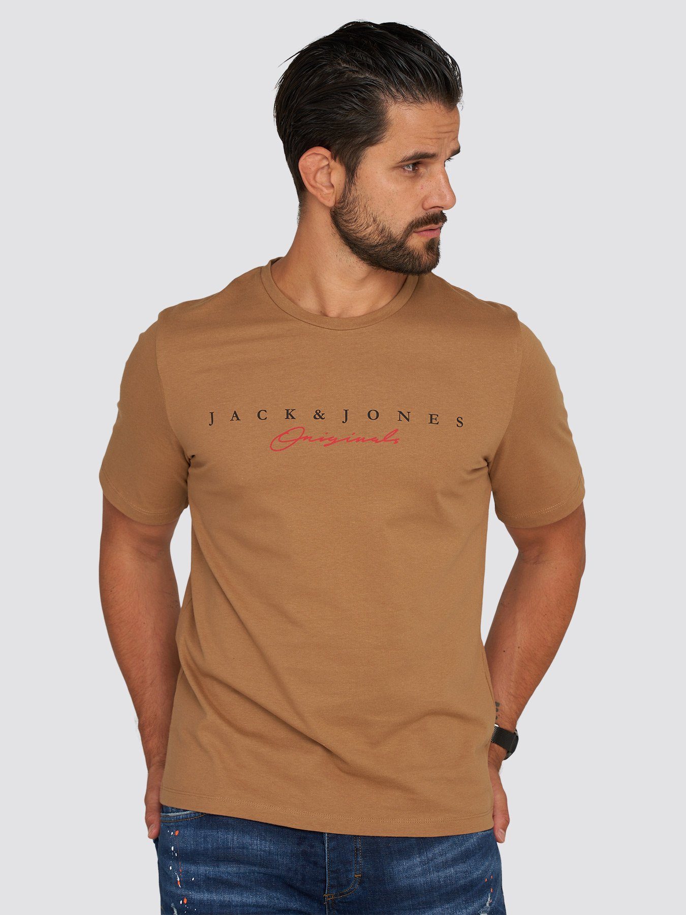 Jack & Jones T-Shirt CREW JJHARRISON SS NECK TEE Cinnamon