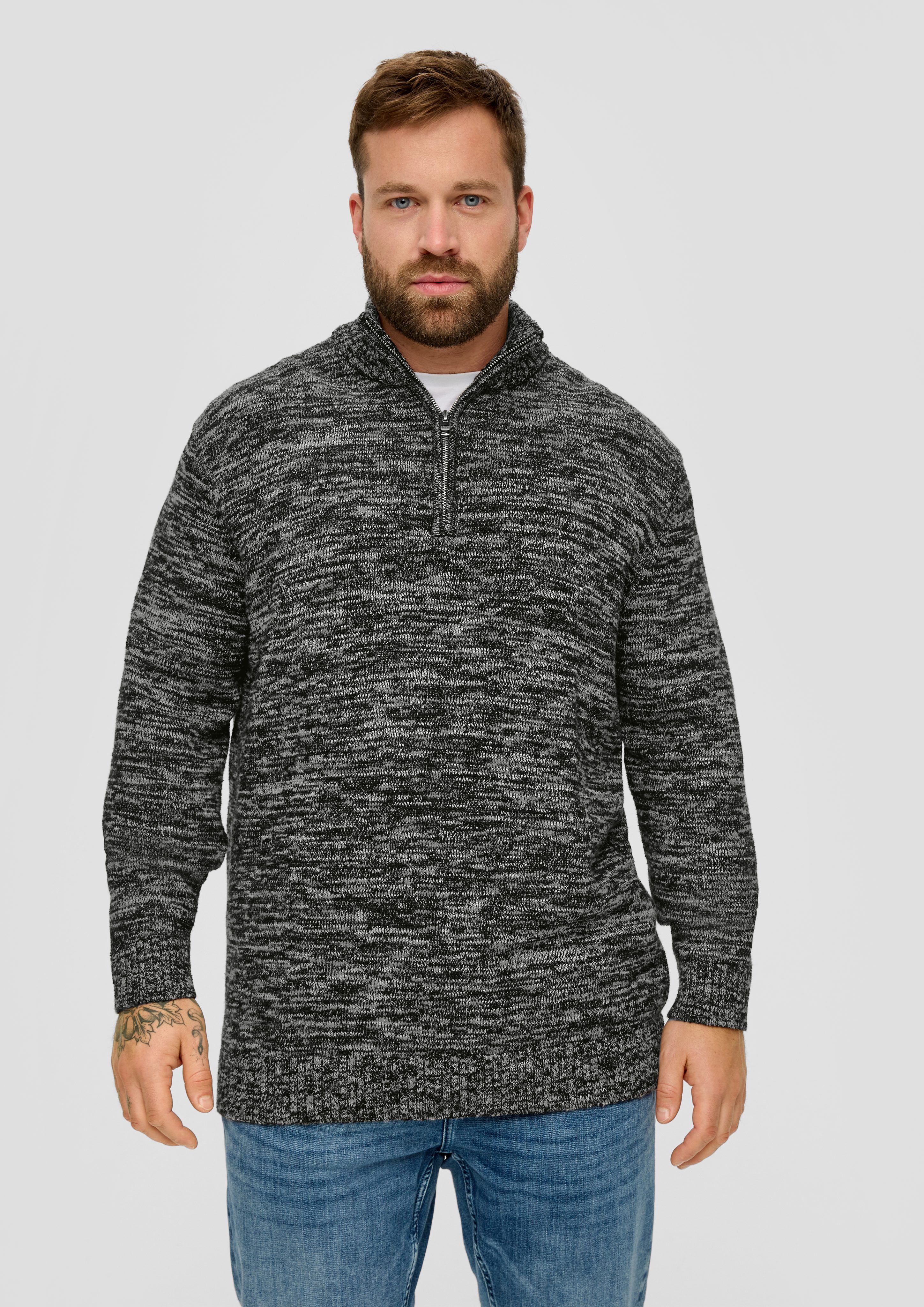 Strickpullover Troyer-Pullover aus Moulinegarn