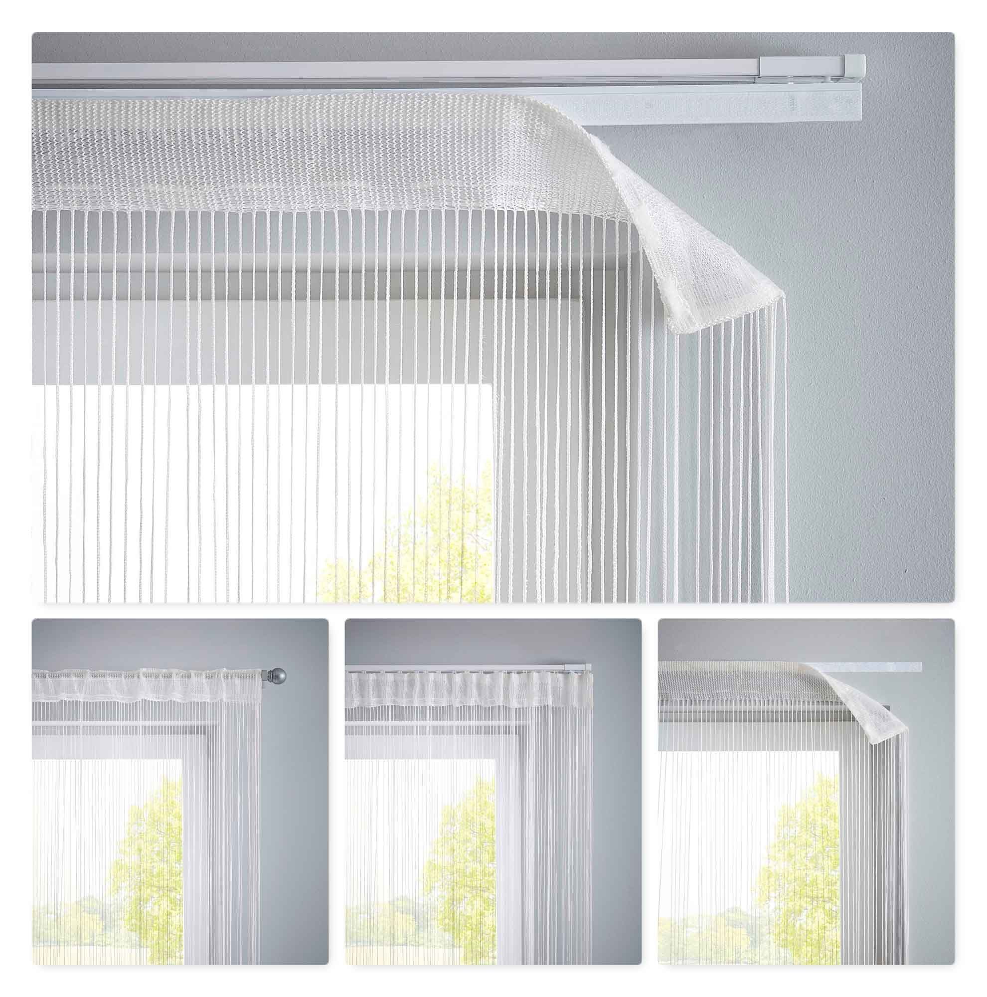 Gardinenbox Fadenvorhang (2 St), Multifunktionsband, transparent, Fadengardinen Tunneldurchzug Flauschband Multiband Raumteiler 20303MB2