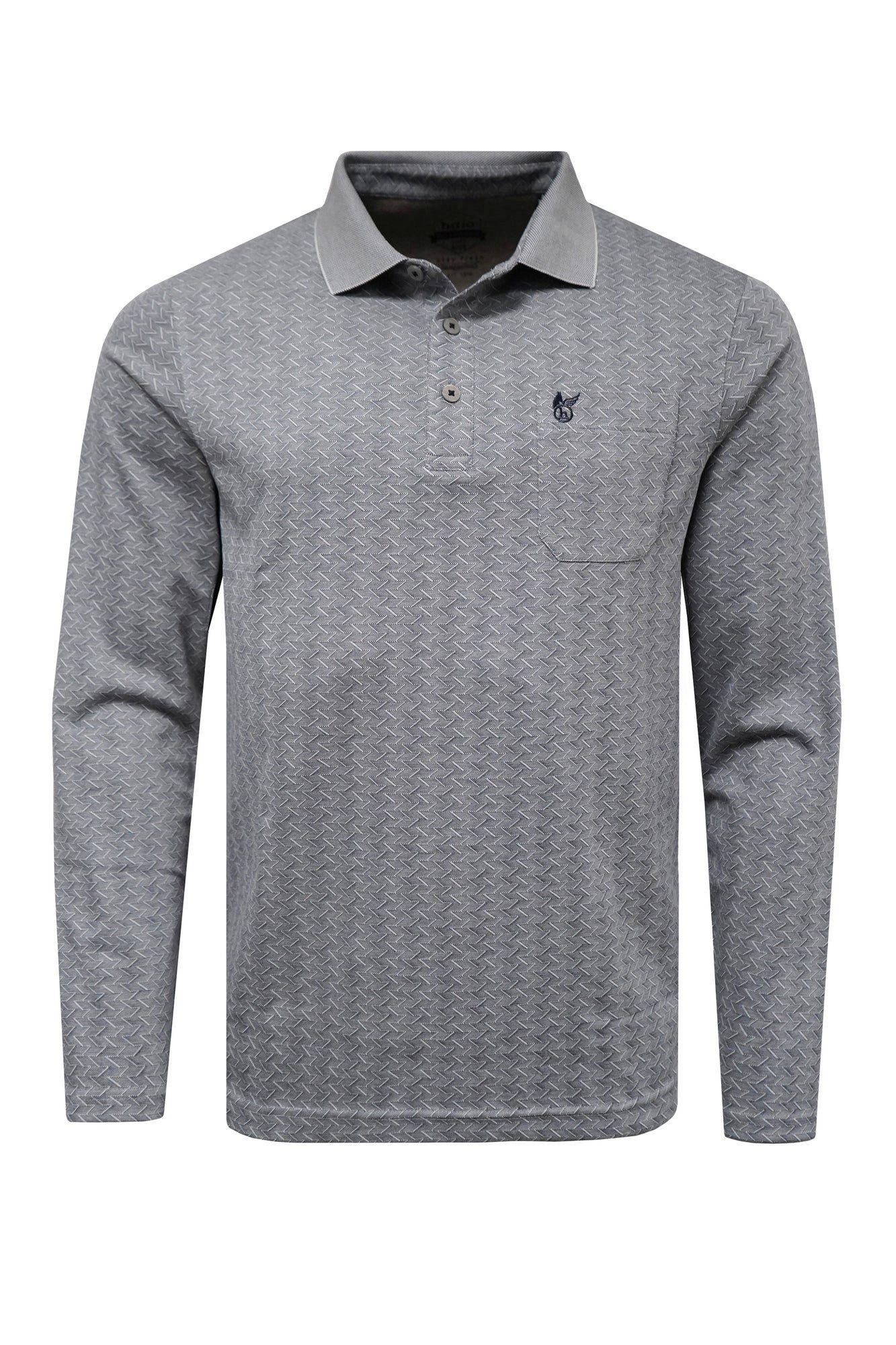 Hajo Langarm-Poloshirt Softknit-Polo mit Flachstrickkragen und 3-er Knopfleiste in Alloverjac