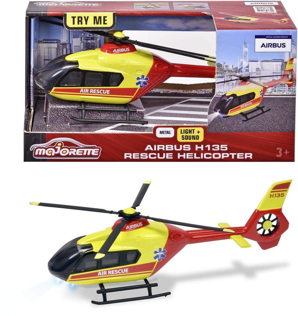 Airbus 213713002 Rescue Helicopter Helikopter Spielzeug-Hubschrauber Spielzeugauto H135 majORETTE