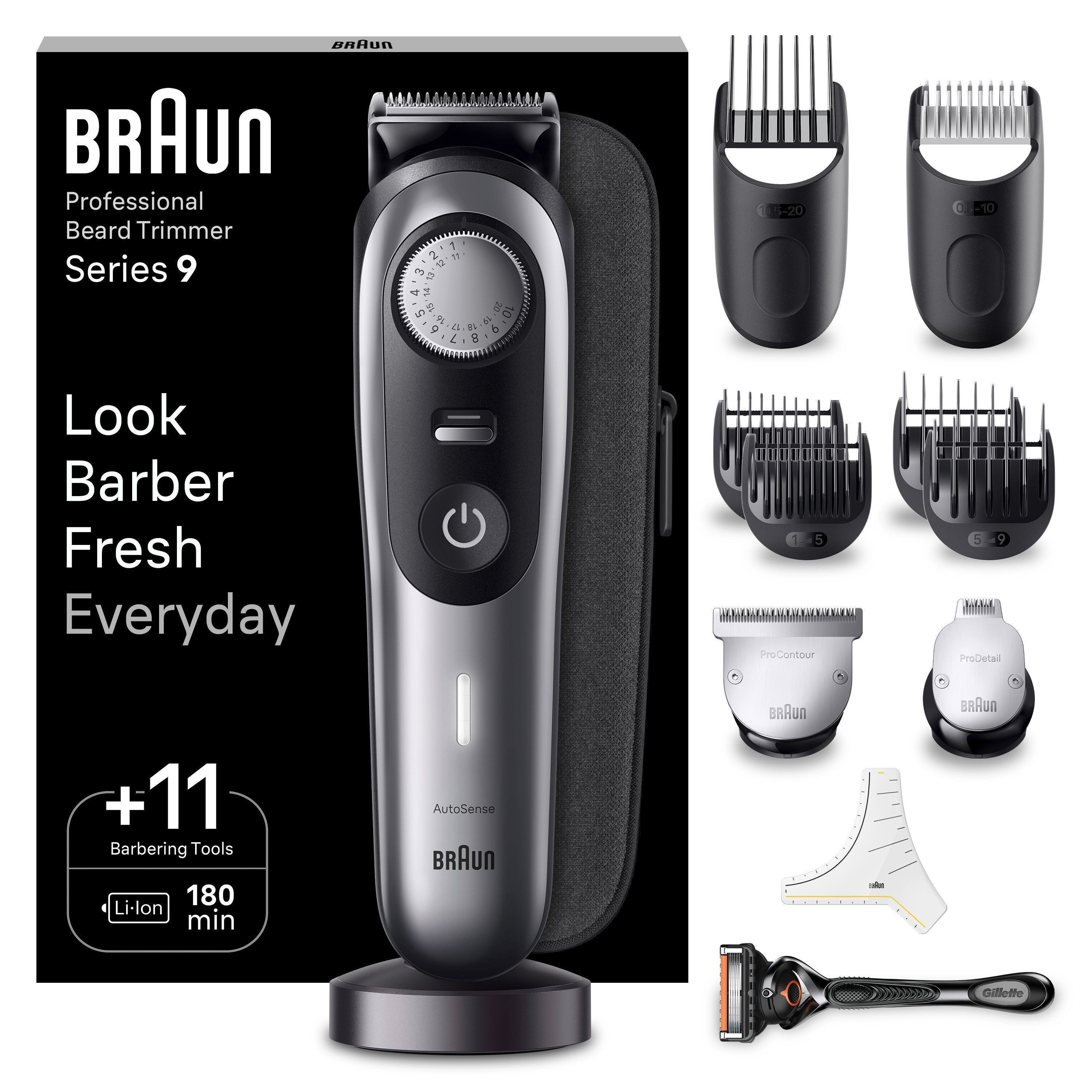 Braun Haarschneider Barttrimmer BT9440, 180 Min. kabellose Laufzeit, Wasserdicht
