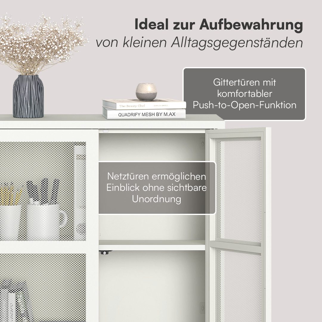 skølm Kommode Zephyr mit Push-to-open-Türen (Weiß, mit Füßen), Metallschrank mit höhenverstellbarem Eingeleboden, Sideboard – Bild 5 von 5