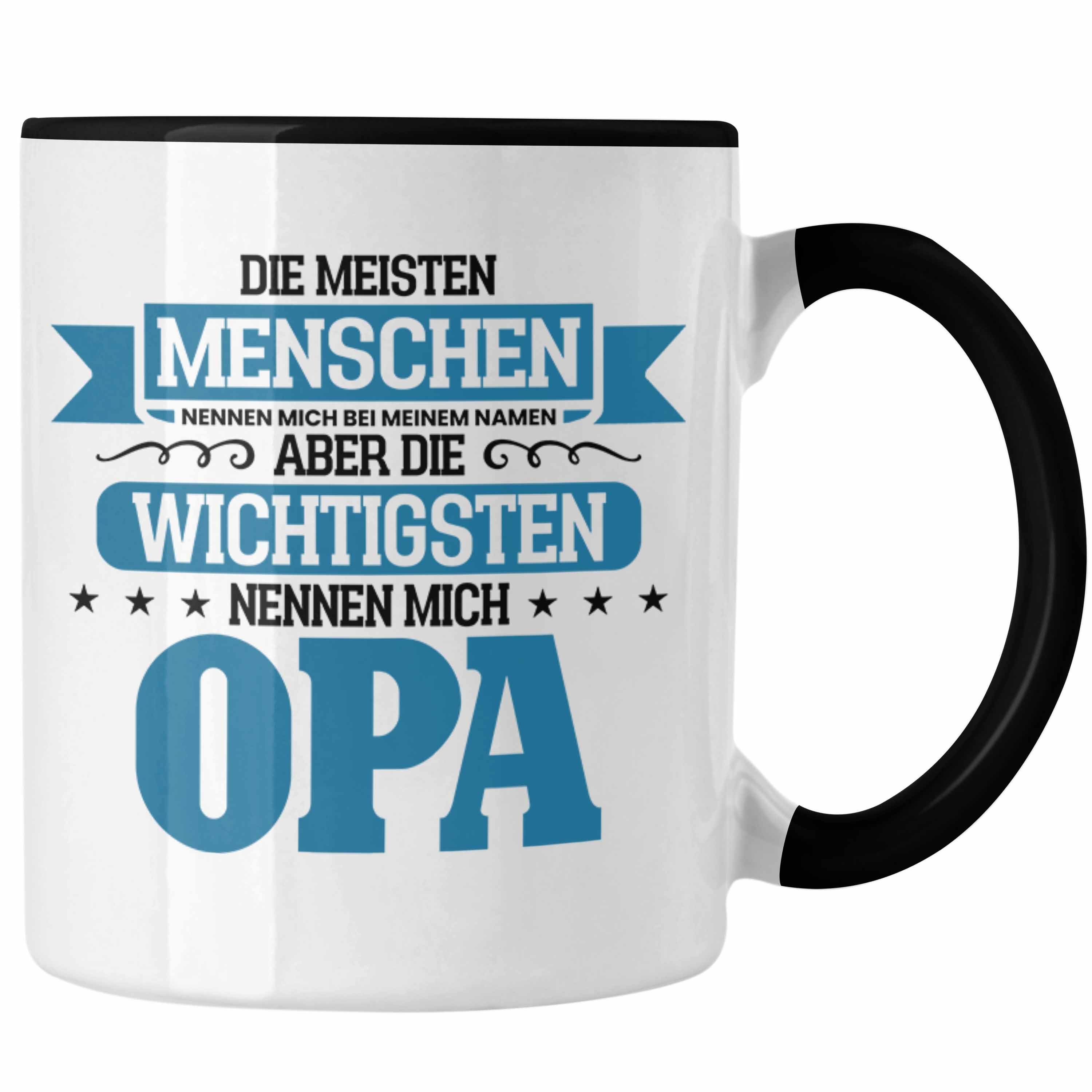 Trendation Tasse Lustige Tasse Geschenk für Opa Geschenkidee Spruch Die Wichtigsten Leu Schwarz