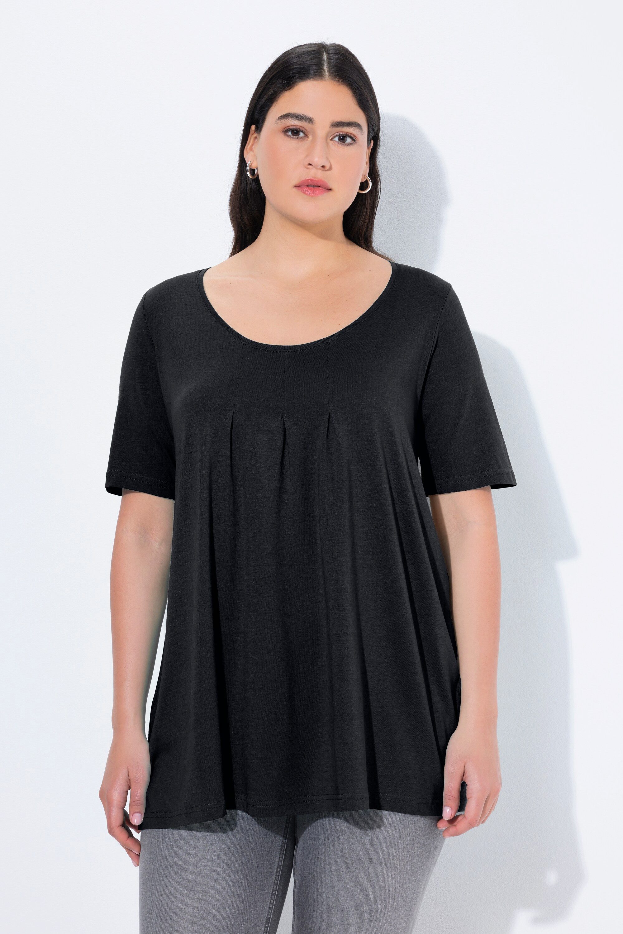 Ulla Popken T-Shirt T-Shirt Zierfalten A-Linie günstig online kaufen