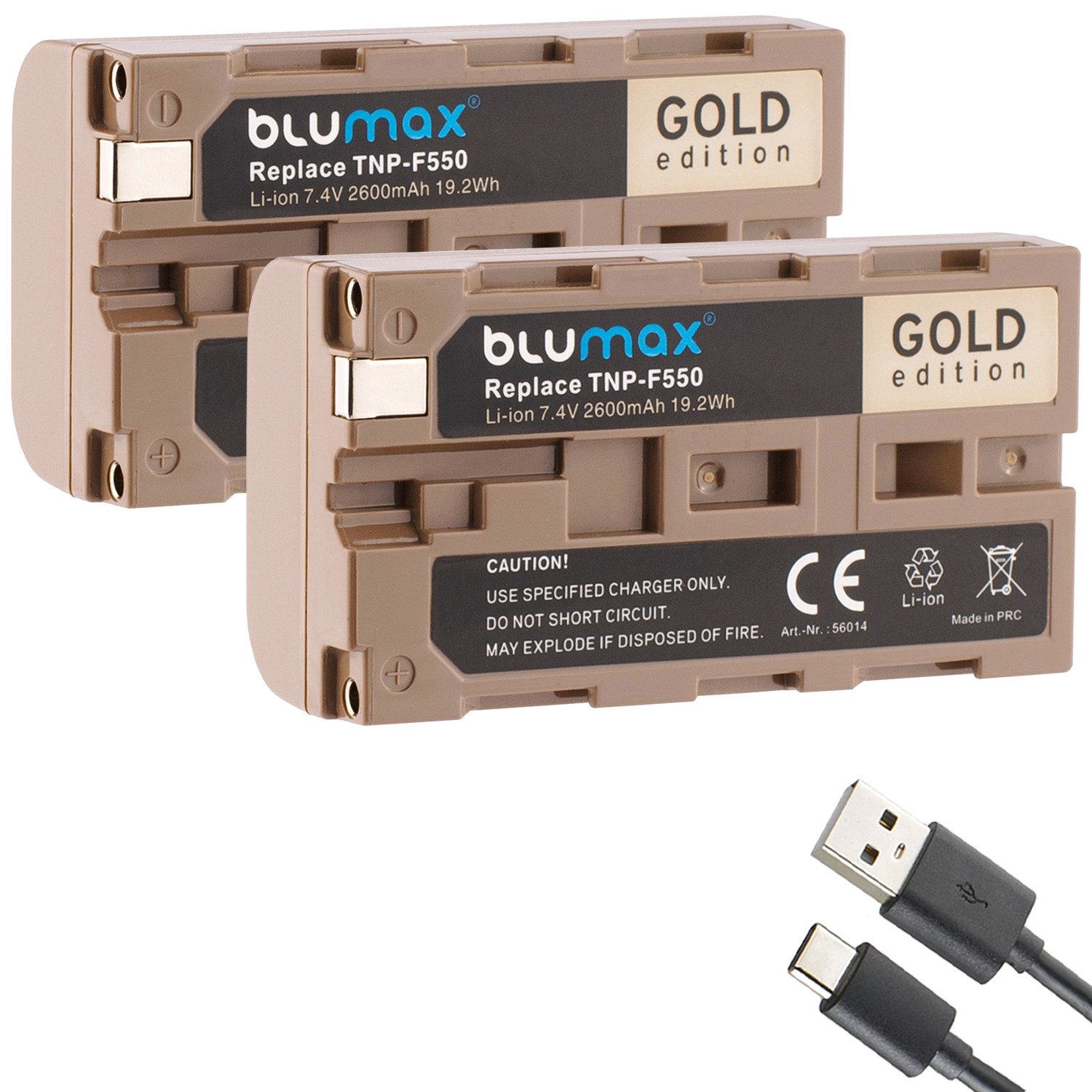 Blumax Blumax Gold Akku für Sony - USB-C Li-Ion Akku, 2600mAh, 7,2V Kamera-Akku