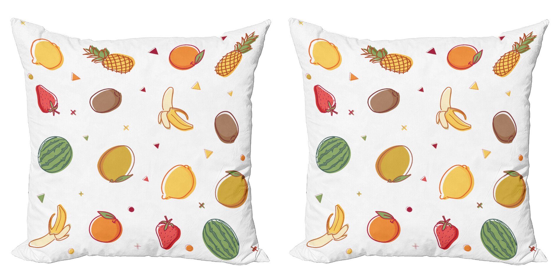 Doppelseitiger (2 Digitaldruck, Abakuhaus Früchte Kissenbezüge Ananas Stück), Orange Accent Banane, Modern