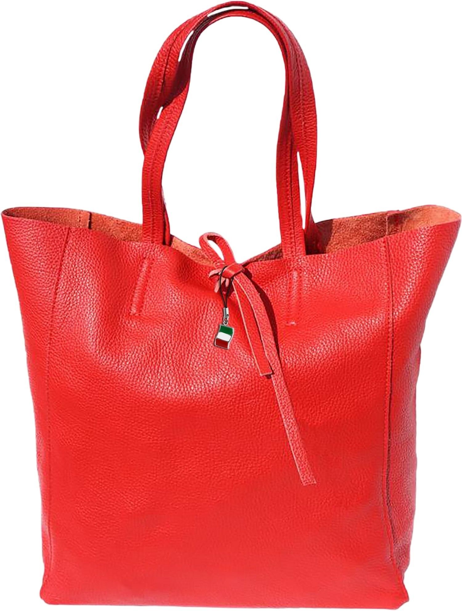 FLORENCE Shopper »Florence ital. Echtleder Shopper rot«, Damen Tasche aus  Echtleder, Rindsleder in rot, ca. 30cm Breite, Made-In Italy