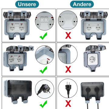 Randaco Gartensteckdose IP66 Außensteckdose Aufputz-Steckdose Wandsteckdose mit Schalter 16A, 1-St.