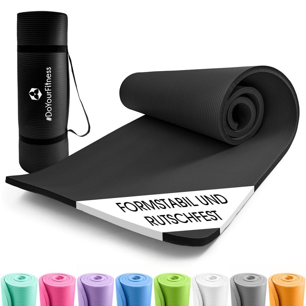 #DoYourFitness Yogamatte rutschfest für Einsteiger & Fortgeschrittene Stärke von 0,8cm bis 2cm, Gelenkschonende Gymnastikmatte 183cm x 61cm oder XXL 190cm x 100cm