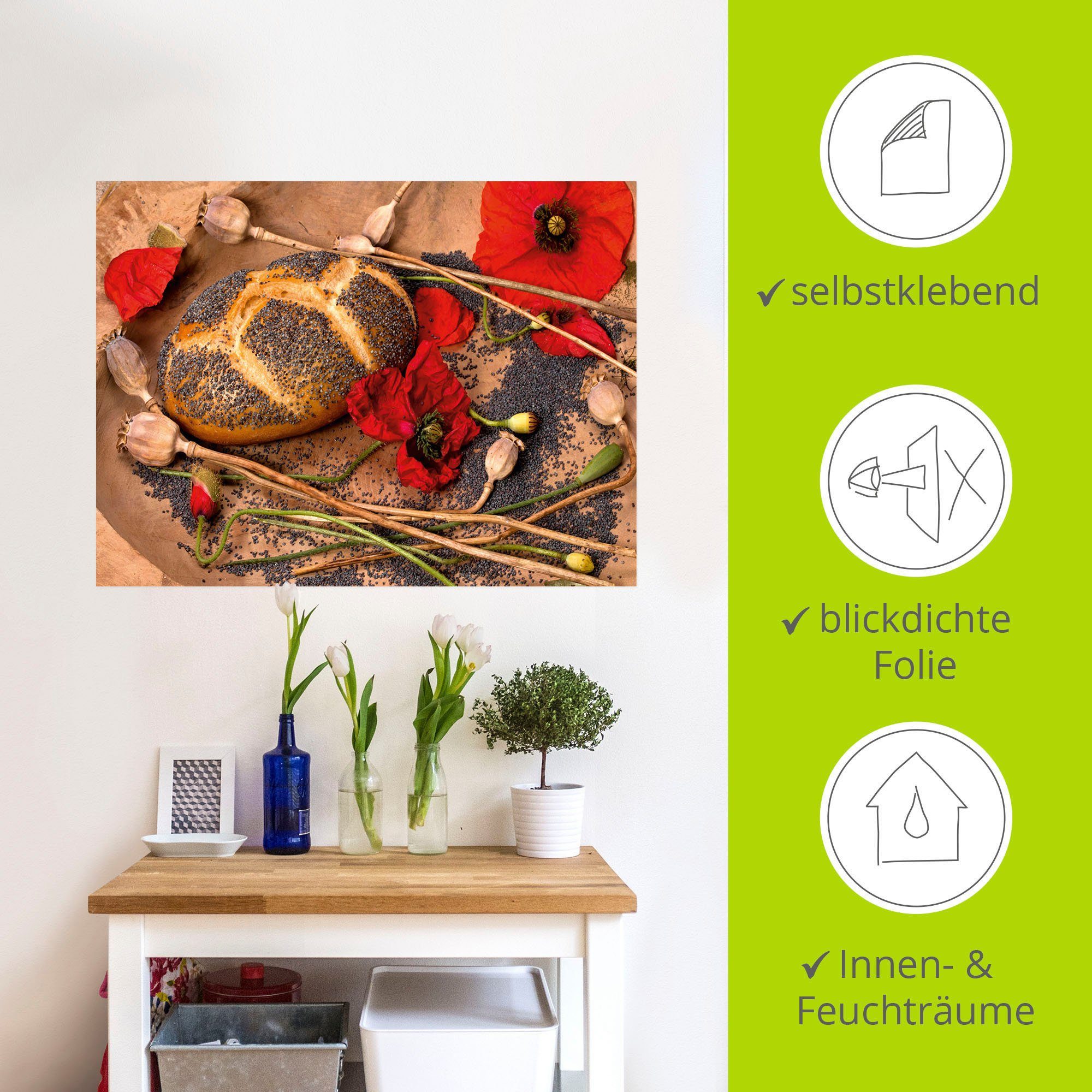 Artland Wandbild versch. Mohnblumen Leinwandbild, Mohnbrot Alubild, Getreide Größen in Poster dekoriert, mit Wandaufkleber als oder (1 St)