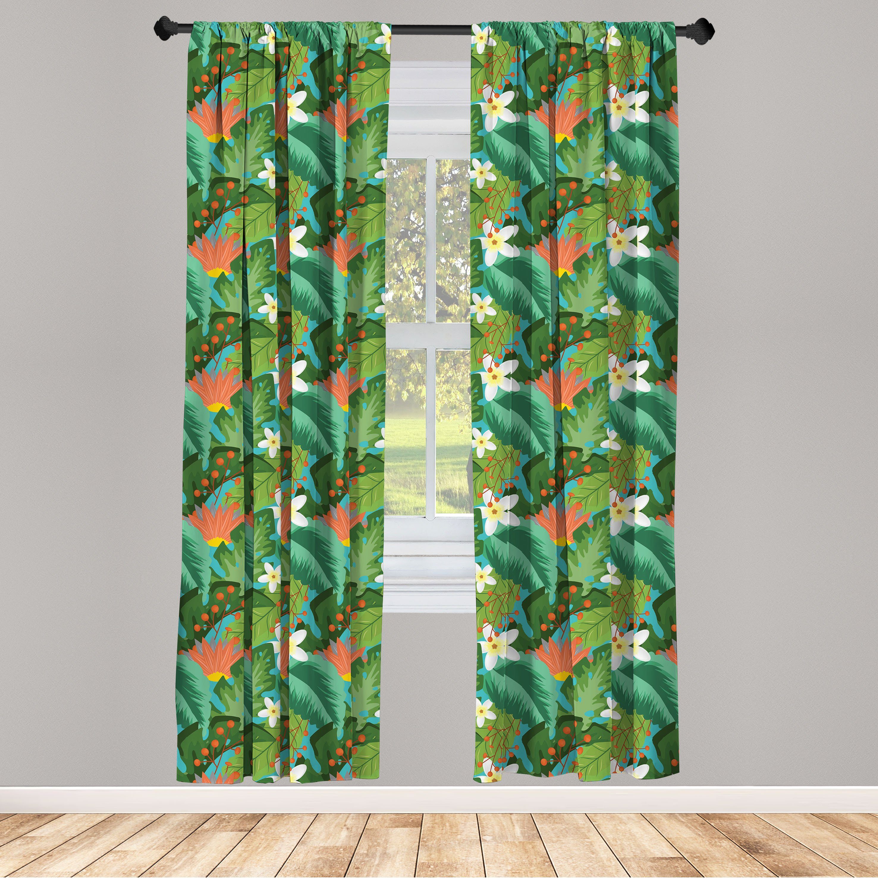 Gardine Vorhang für Wohnzimmer Schlafzimmer Dekor, Abakuhaus, Microfaser, Tropisch Close up Exotische Plantation