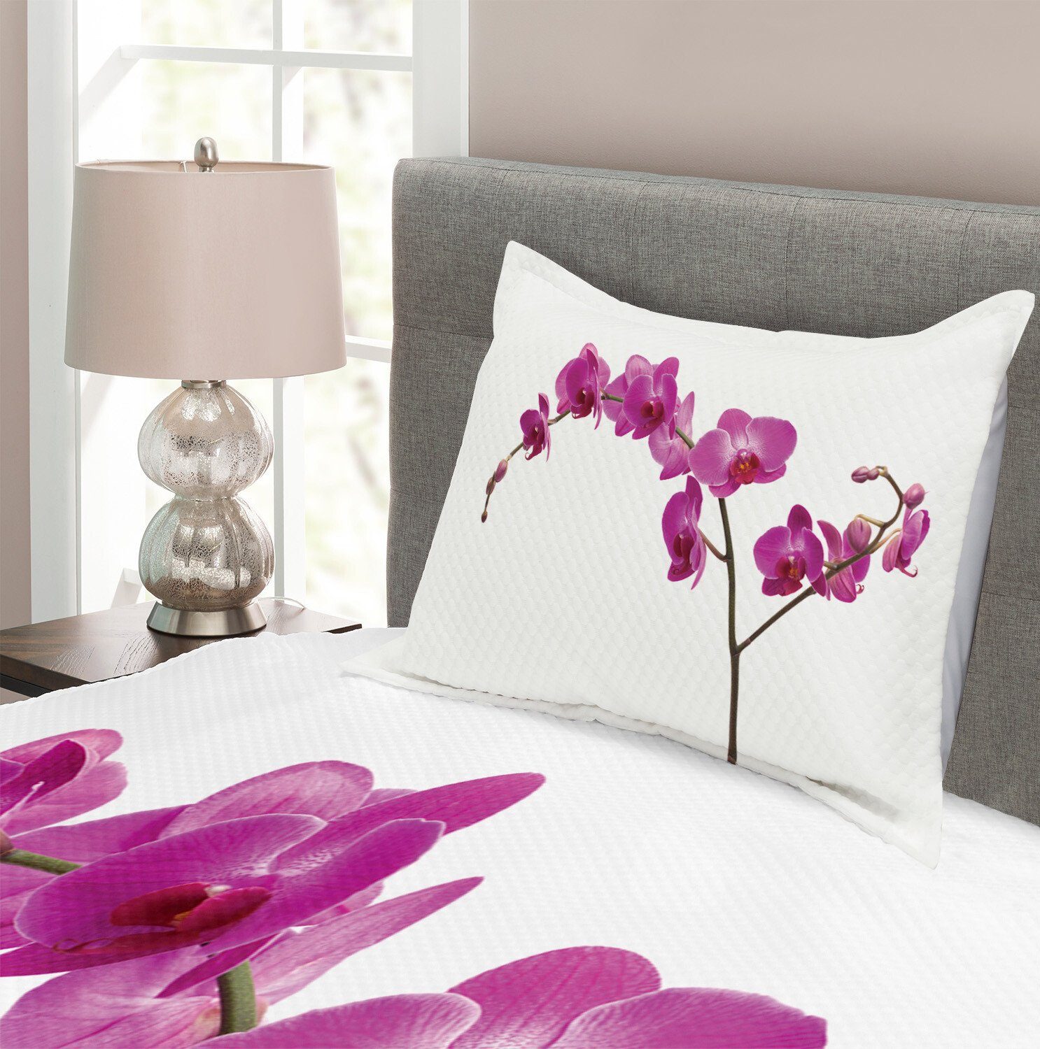 Set Kissenbezügen Wilde Orchideen Orchideen mit Tagesdecke Petals Waschbar, Abakuhaus,