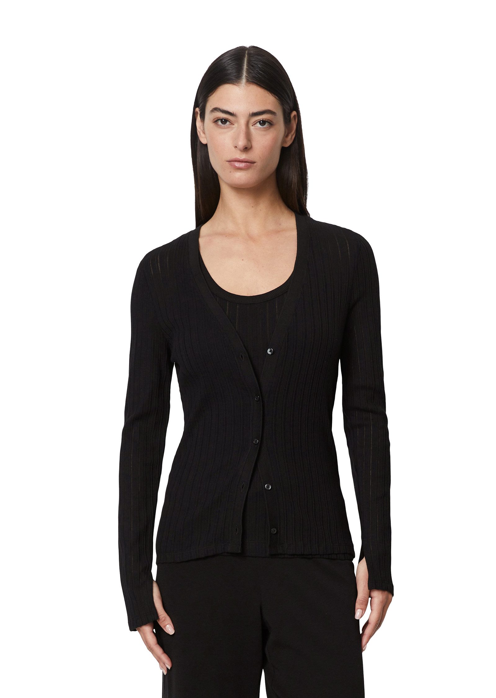 Marc O'Polo Strickjacke Pointelle-Cardigan regular, leicht günstig online kaufen