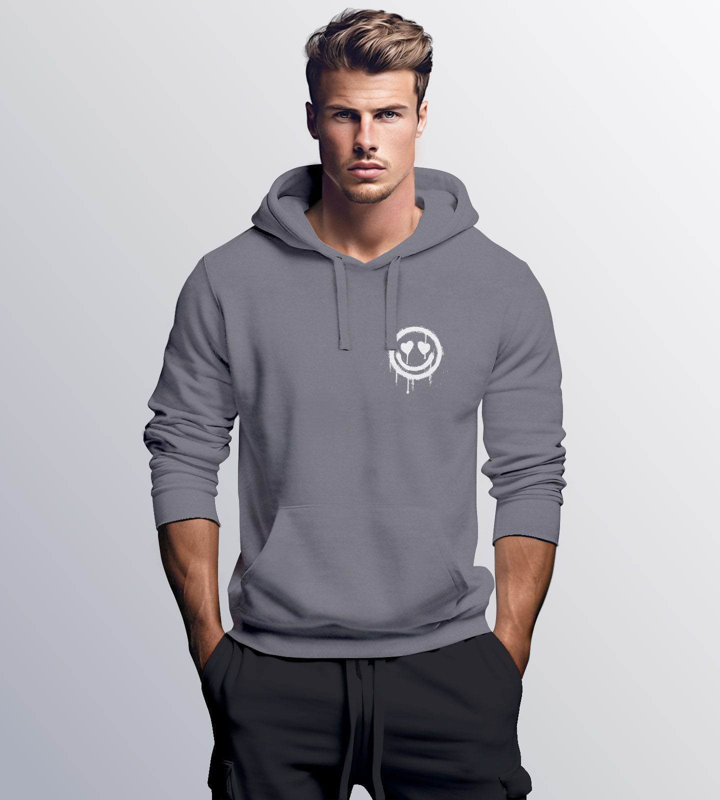 Neverless Hoodie Hoodie Herren Print Aufdruck Motiv Drip Face Drippy Smile günstig online kaufen